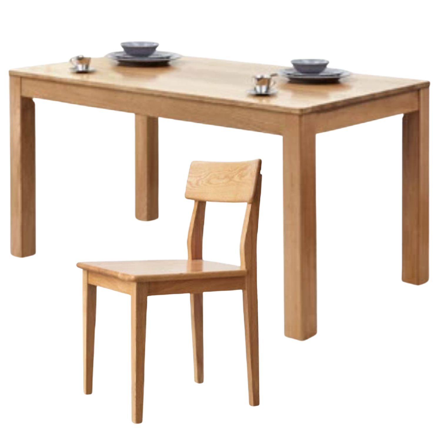 Oak Solid Wood, Solid Rubberwood Nordic Dining Table