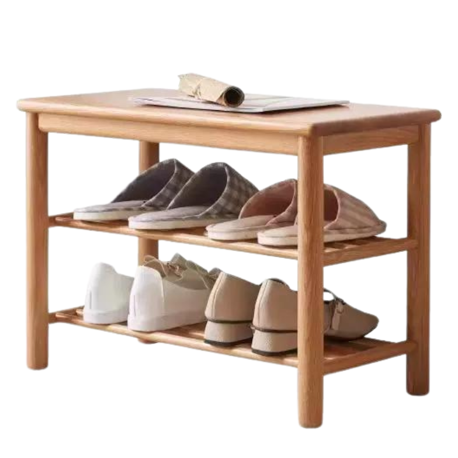 Oak Solid Wood Shoe Wearing Stool