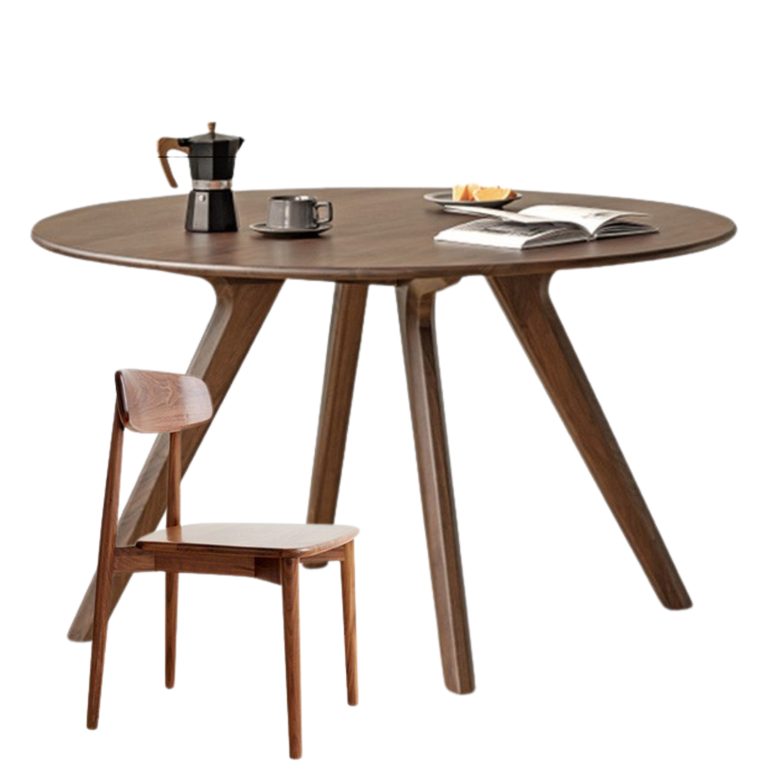 Black Walnut Solid Wood Retro Round Dining Table