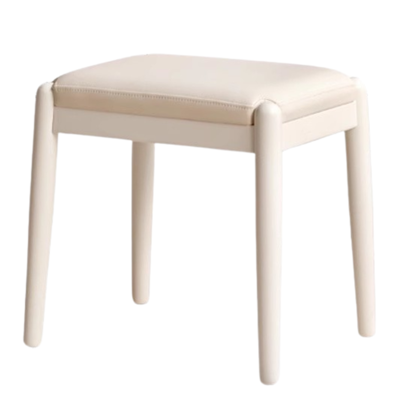Birch Solid Wood, Solid Rubberwood Modern White Makeup Stool