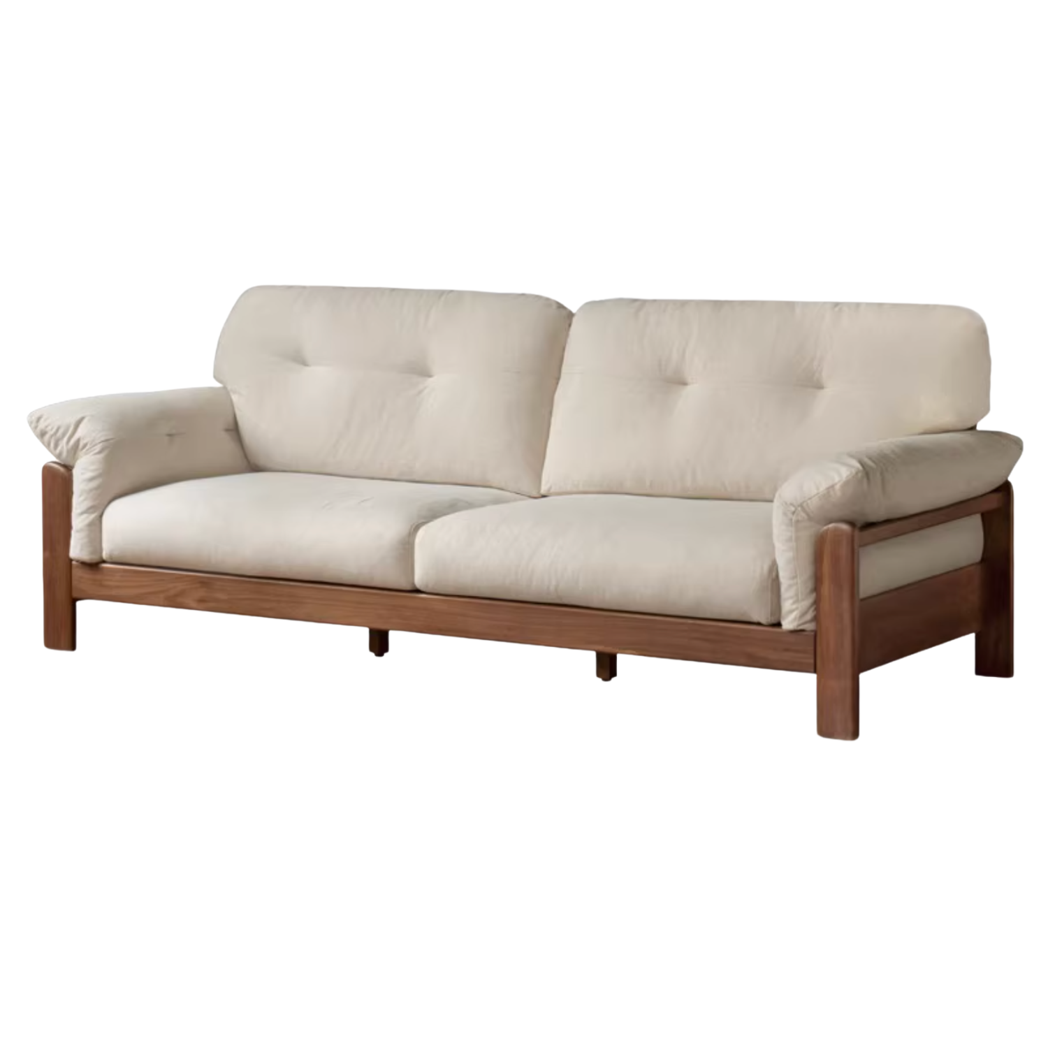 Sandalwood, Ash Solid Wood Genuine leather, fabric sofa