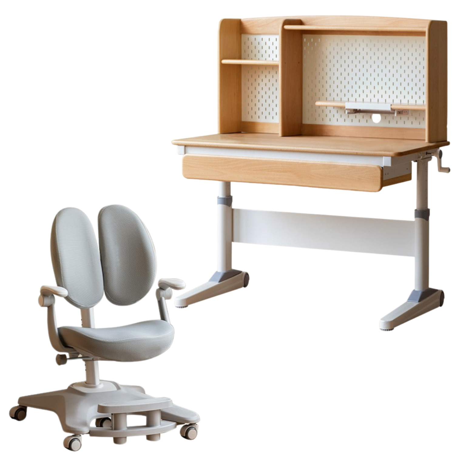 Beech Solid Wood Kids Raised and Lowered Study Table