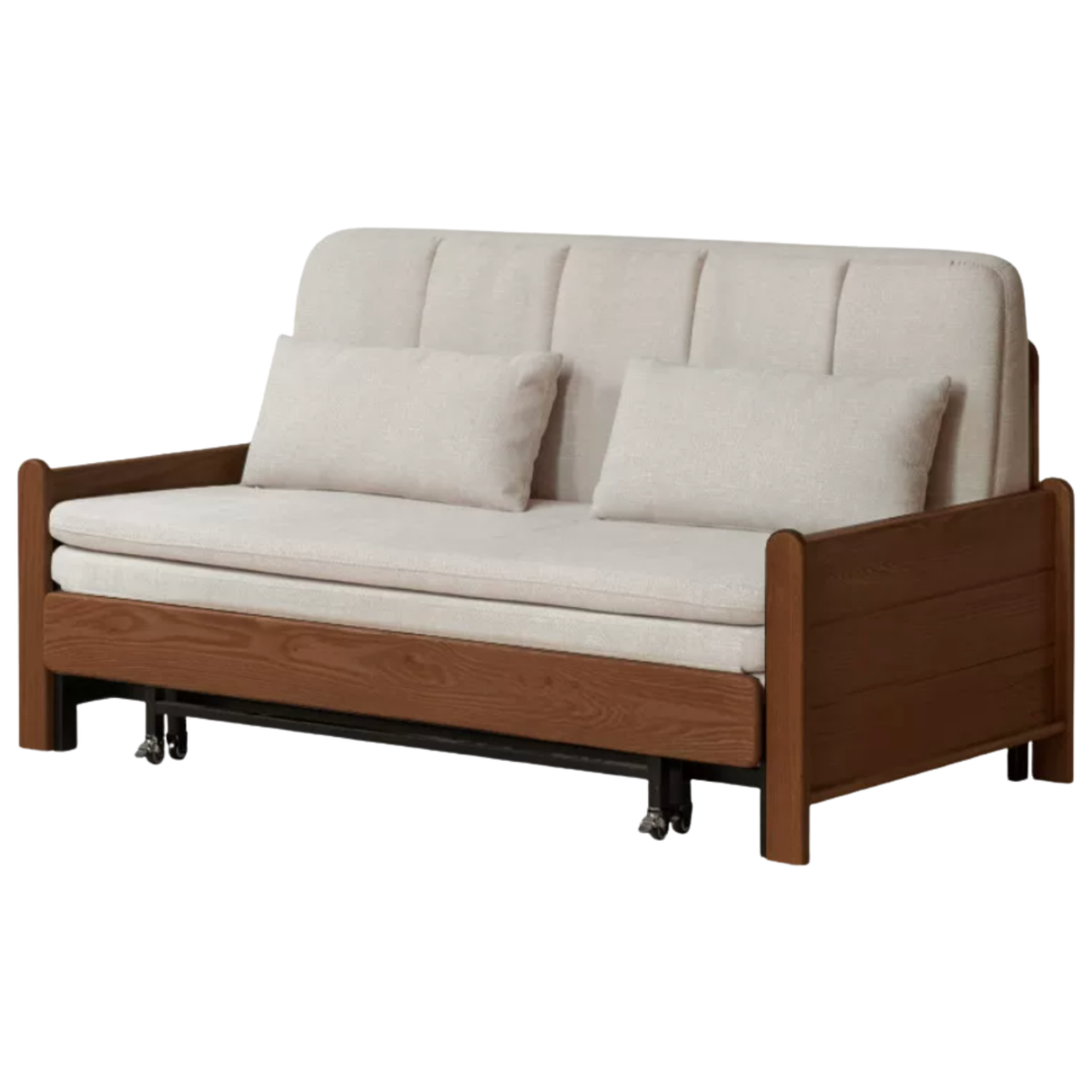 Oak, Ash Solid Wood Sleeper Sofa with Solid Wood Frame and Reclining Backrest