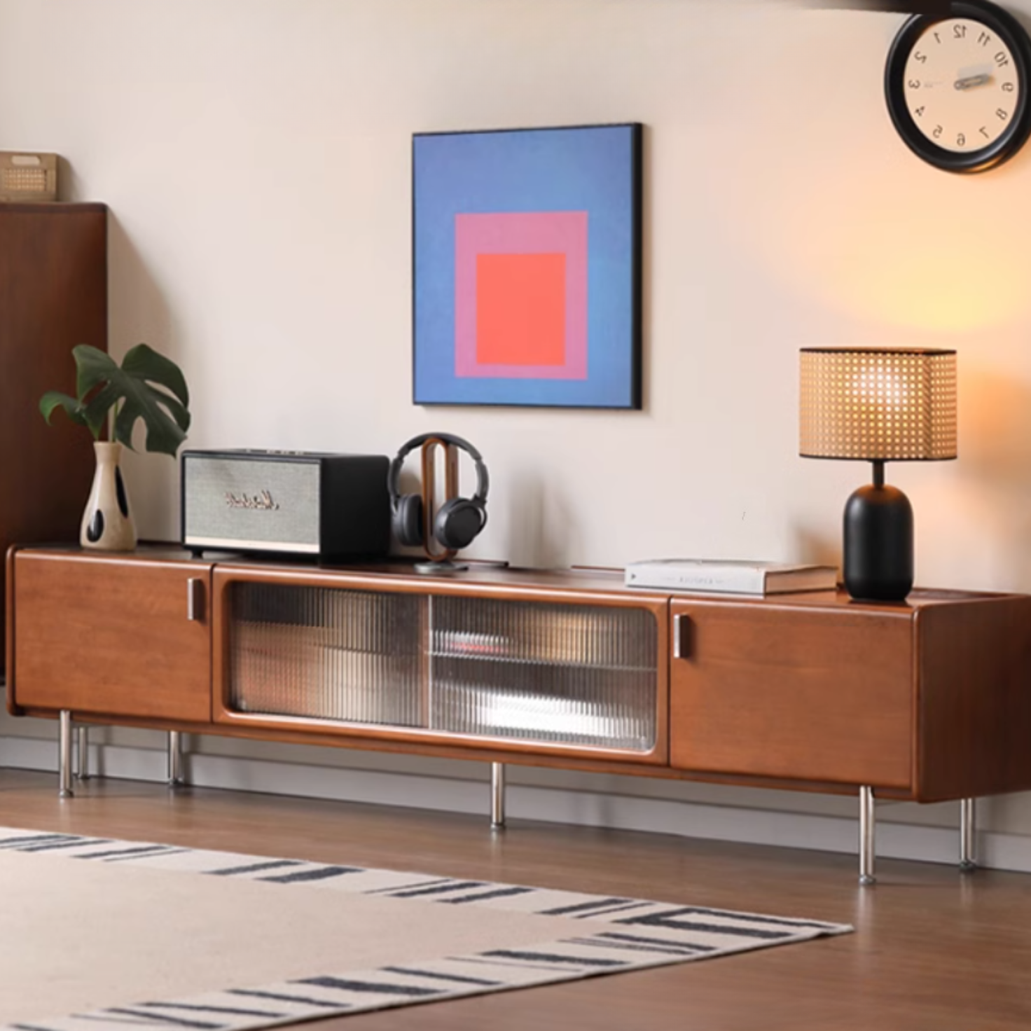 Poplar Solid Wood Retro High Locker TV Cabinet.