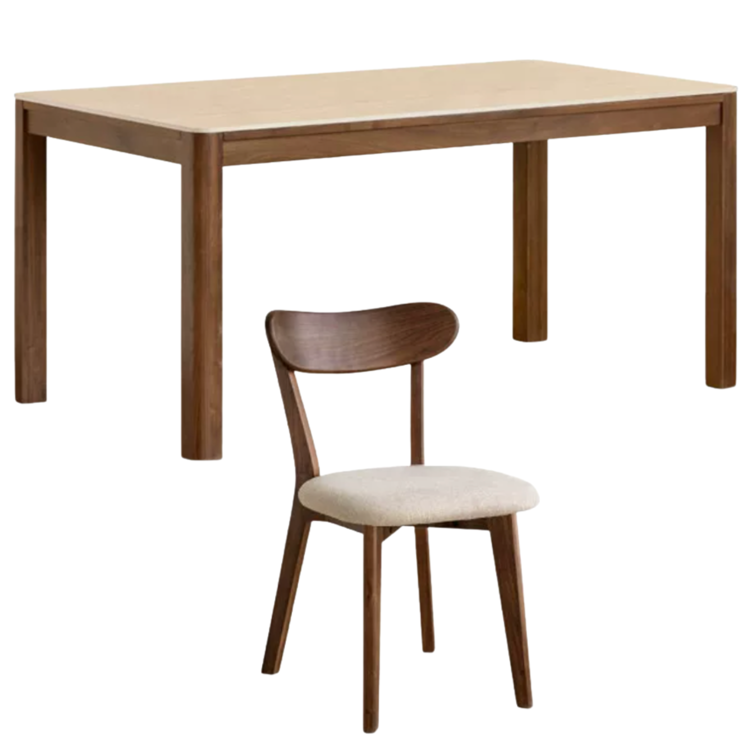 Black Walnut Solid Wood Light Luxury Style Rock Plate Dining Table