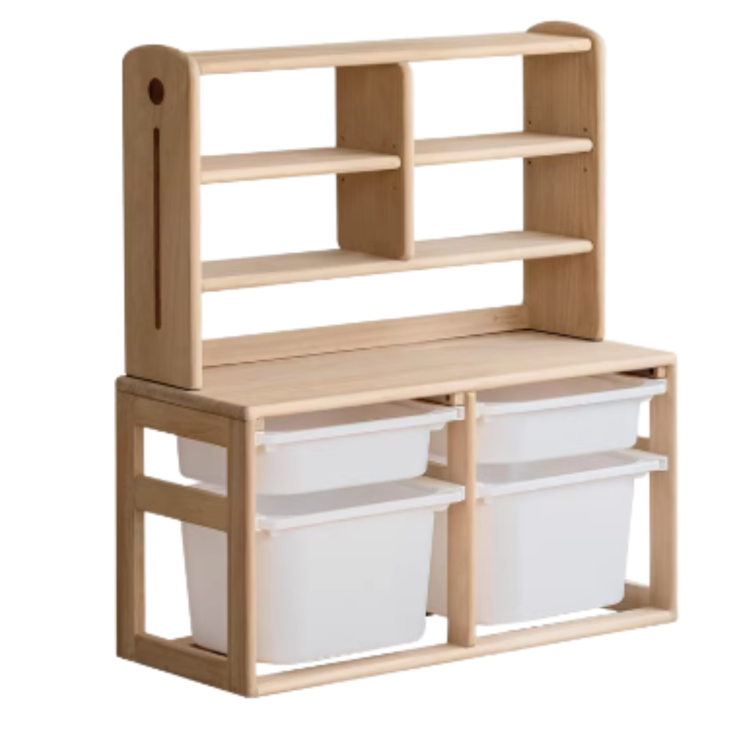 Poplar Solid Wood Children's Storage Rack Montessori Toy Storage