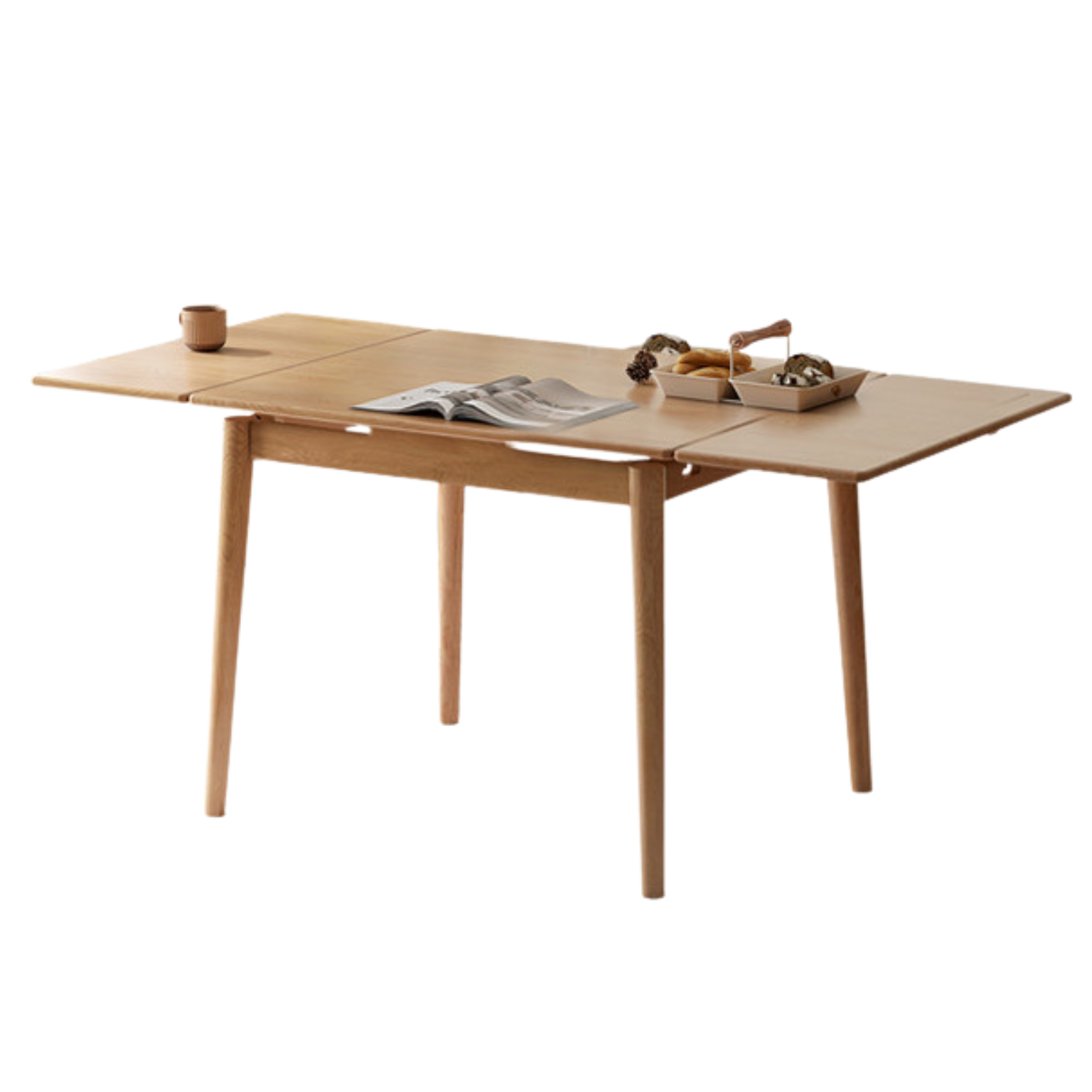 Oak Solid Wood Retractable Large Tabletop Dining Table