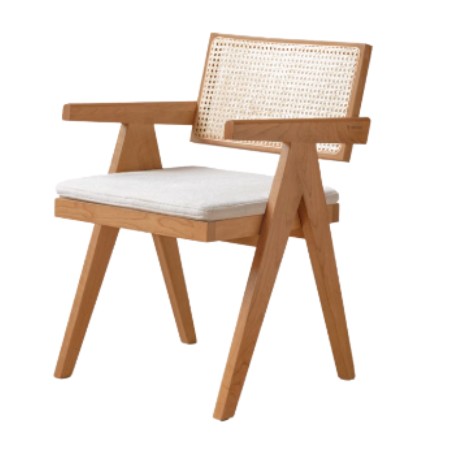 Ash, Oak, Cherry, Black Walnut, Beech Solid Wood Retro Rattan Chair: