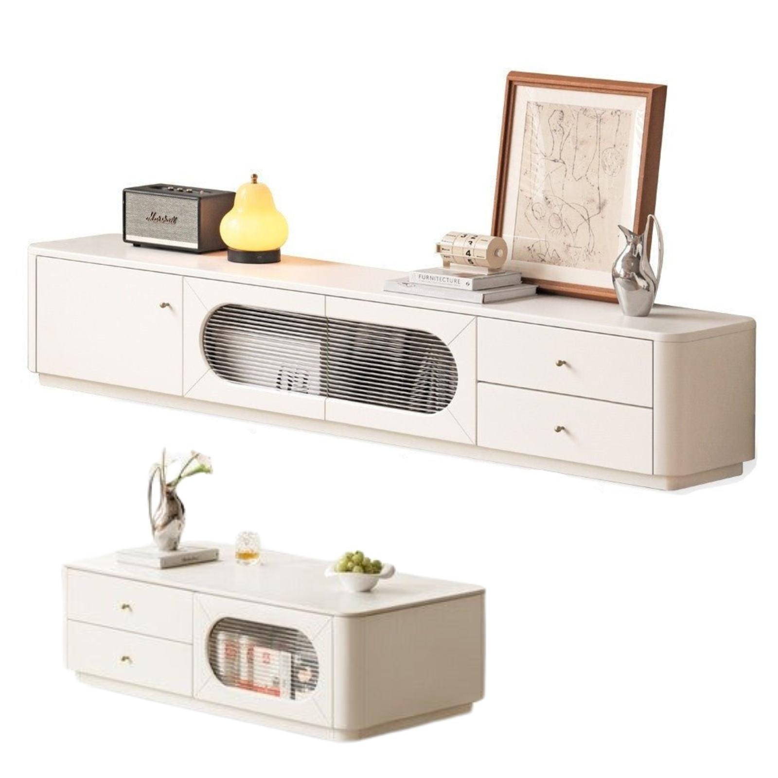 Solid RubberWood TV Cabinet Floor-Standing Low Cabinet.