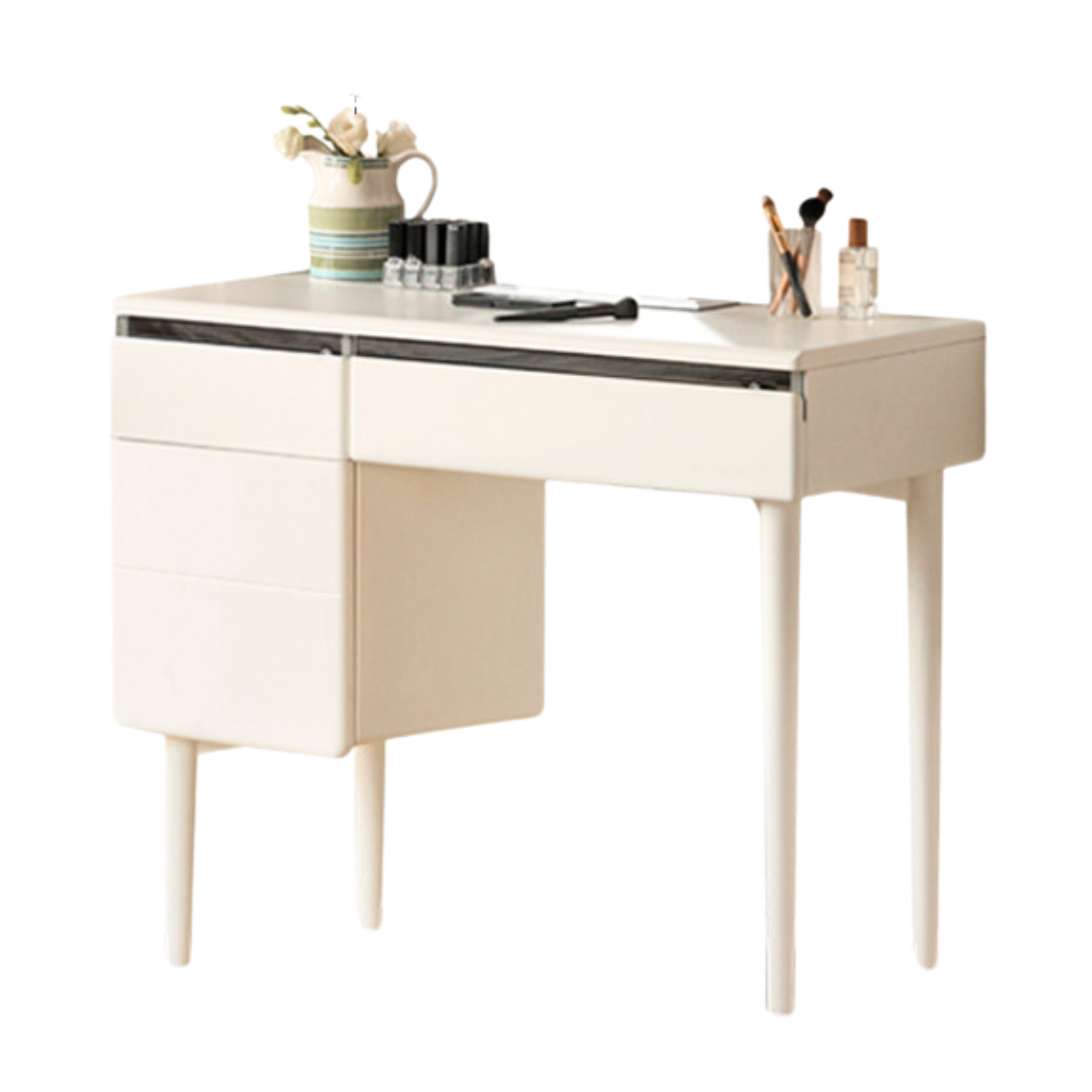 Solid Rubberwood, Poplar Solid Wood Dressing Table Warm White.