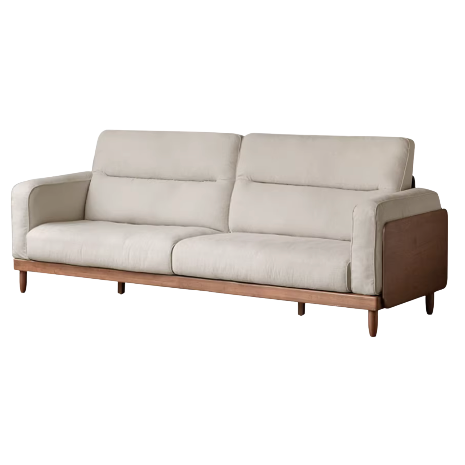 Sandalwood, Ash Solid Wood Genuine Leather, fabric High-Back Sofa