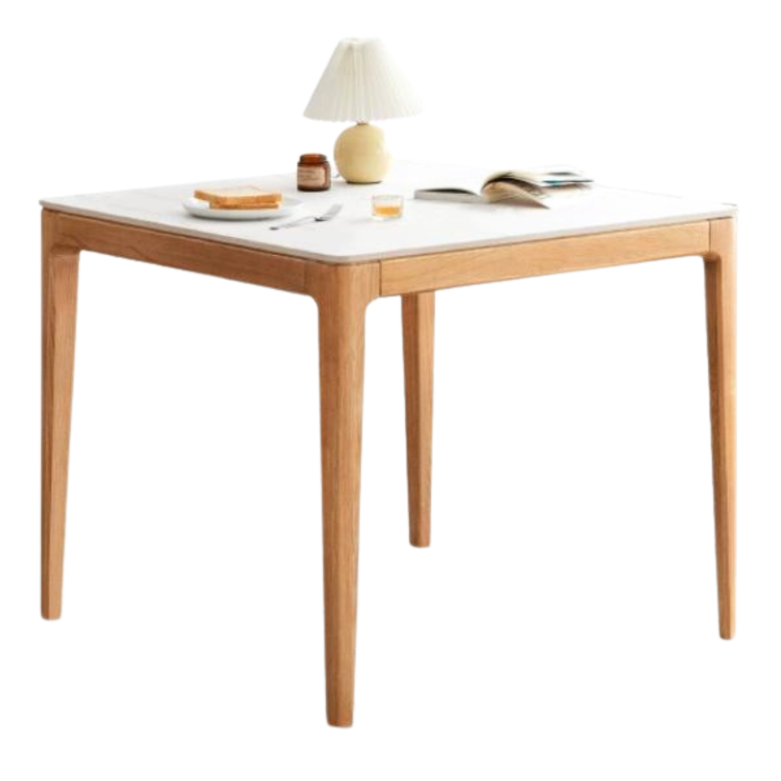 Oak Solid Wood, Solid Rubberwood Square Slate Dining Table