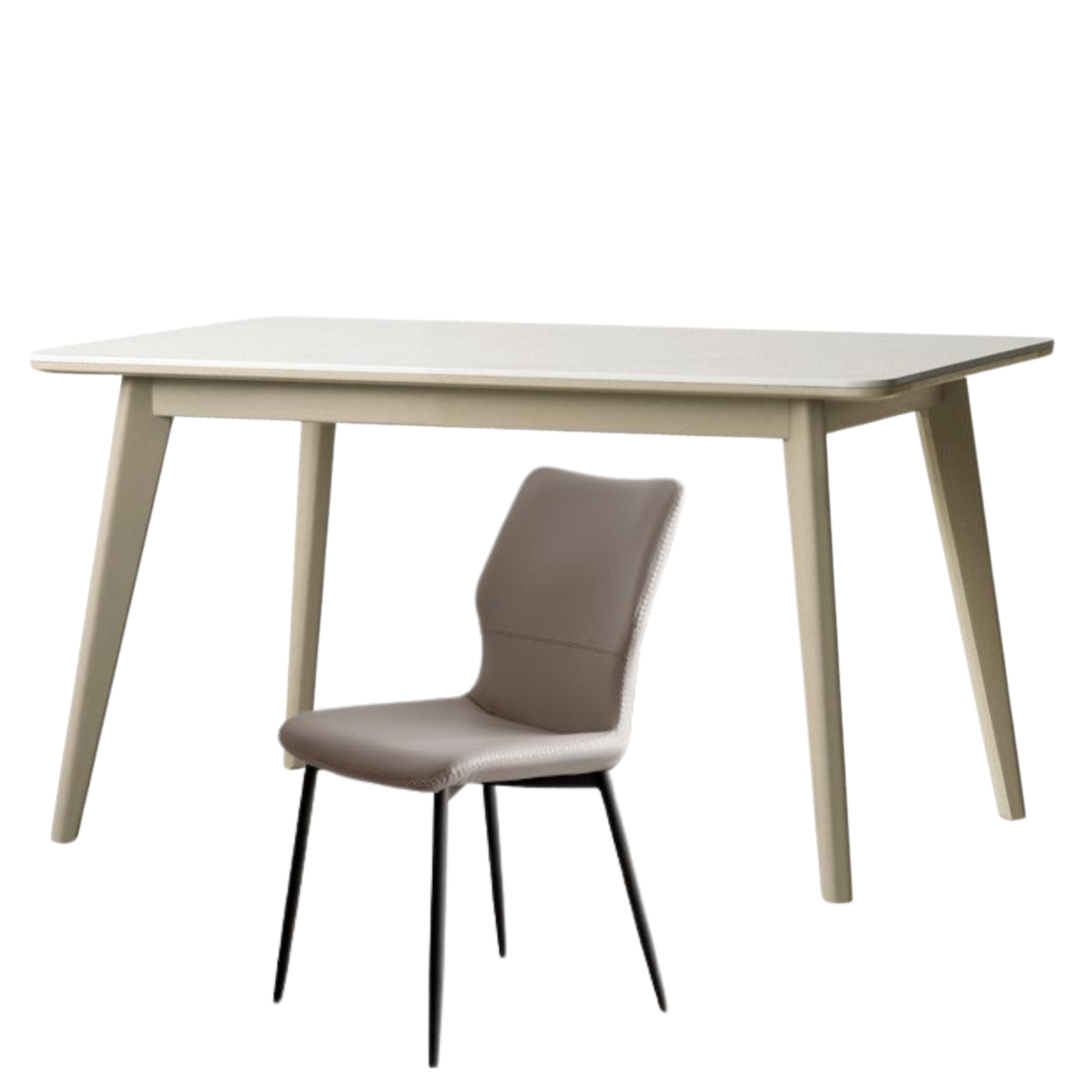 Poplar Solid Wood Modern Rock Plate Dining Table