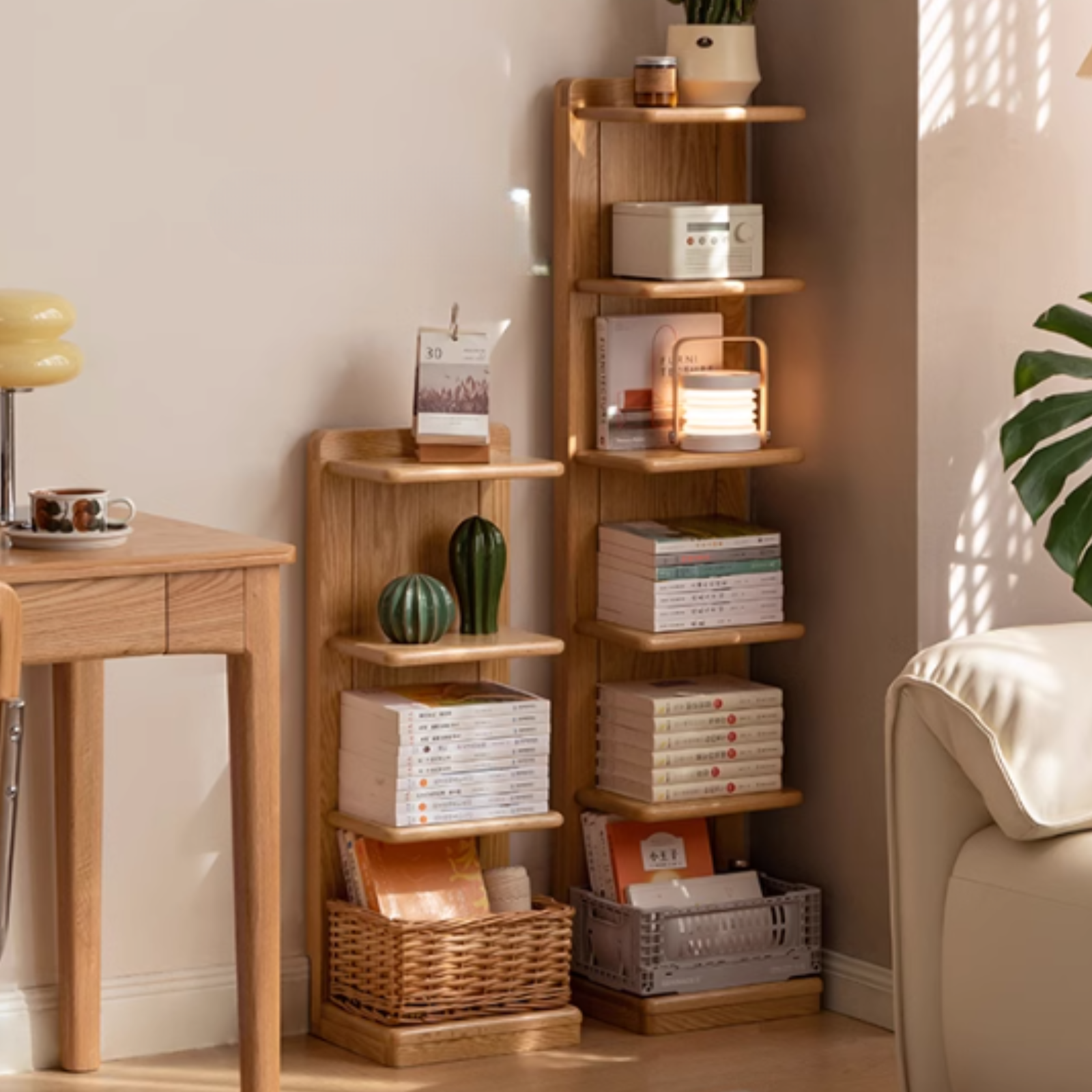Rubberwood, Oak Solid Wood Multi-layer Storage Rack