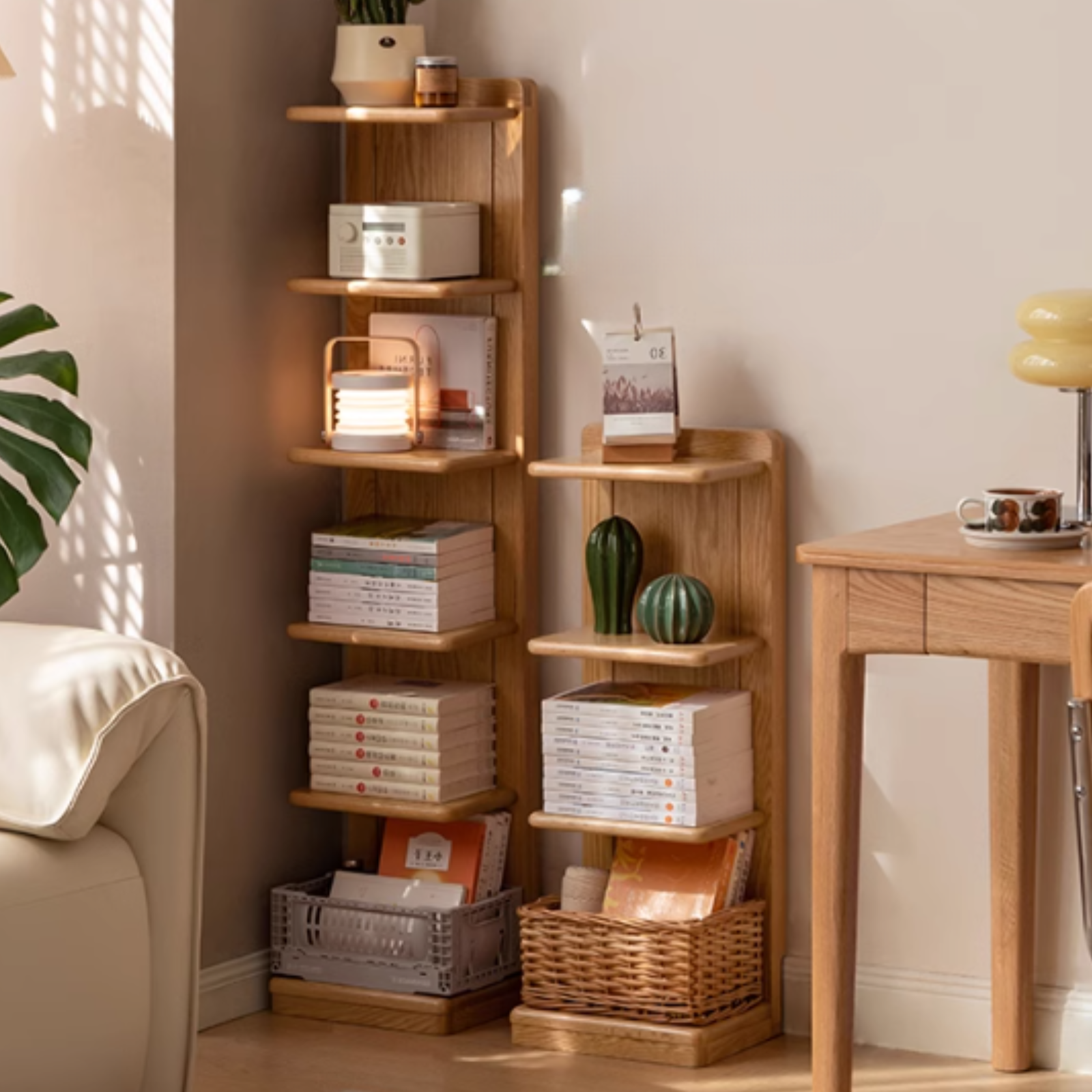 Solid Rubberwood, Oak Solid Wood Multi-layer Storage Rack