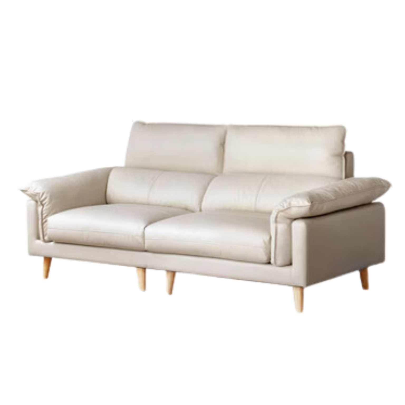 Fabric, Leather Modern White Down Sofa.