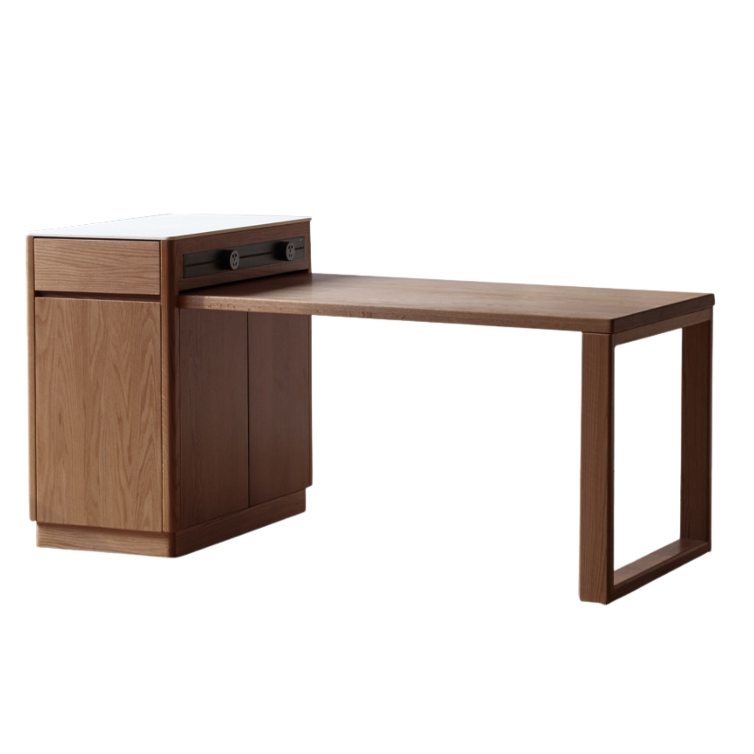 Oak Solid Wood Telescopic Island Rock Plate Dining Table