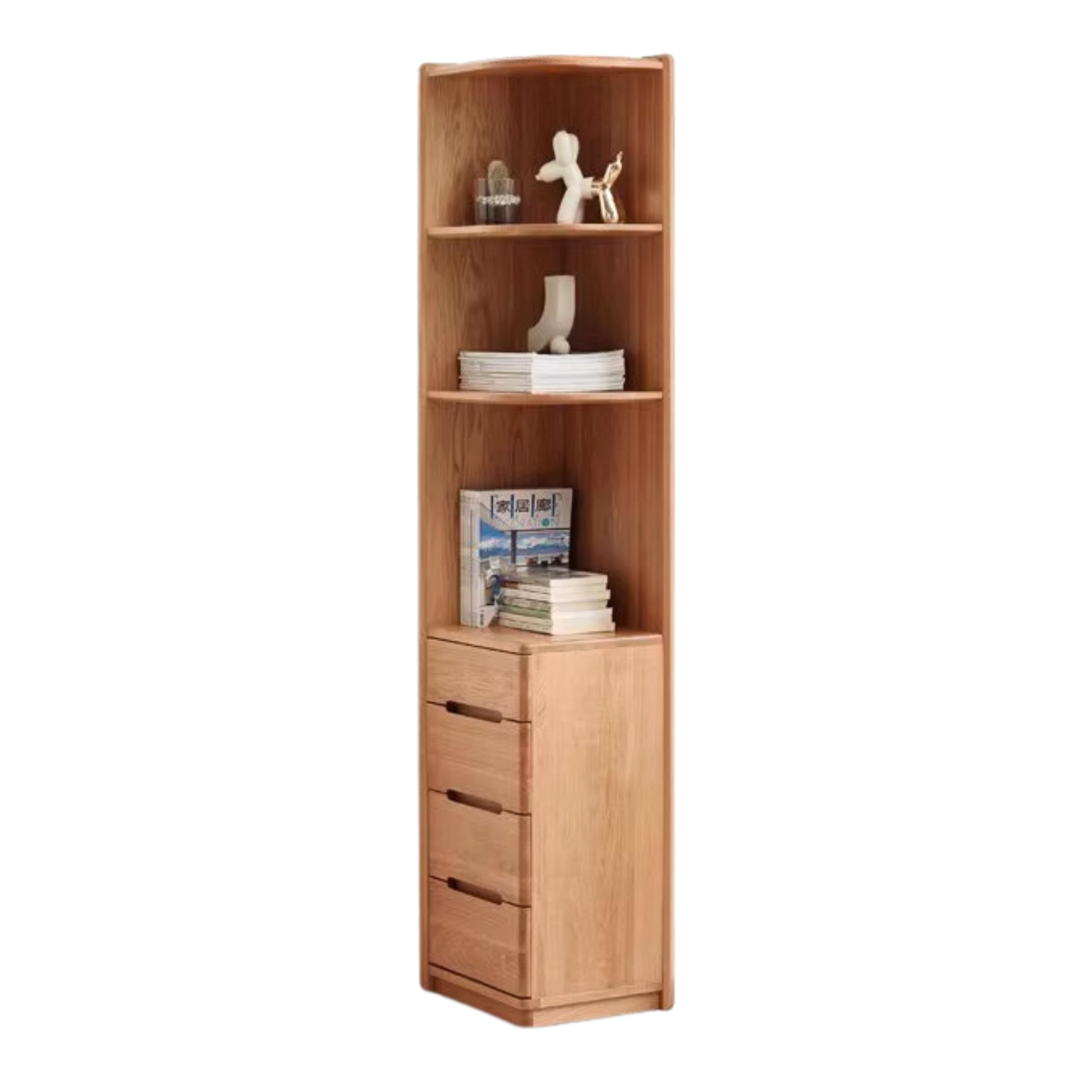 Oak Solid Wood Bookcase Free Combination Floor-to-ceiling Bookshelf