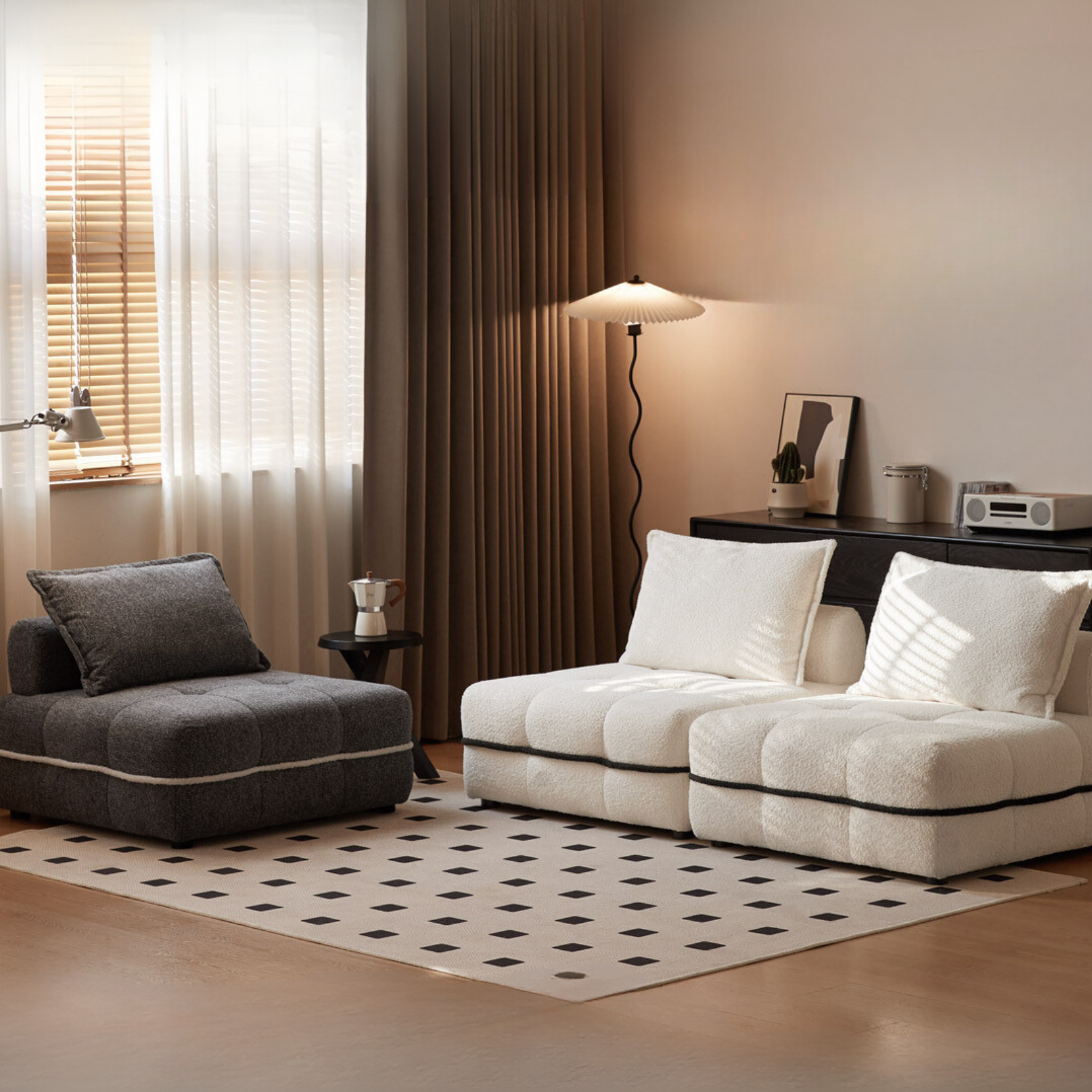 Fabric Modern Biscuit Piedmont Module Sofa,