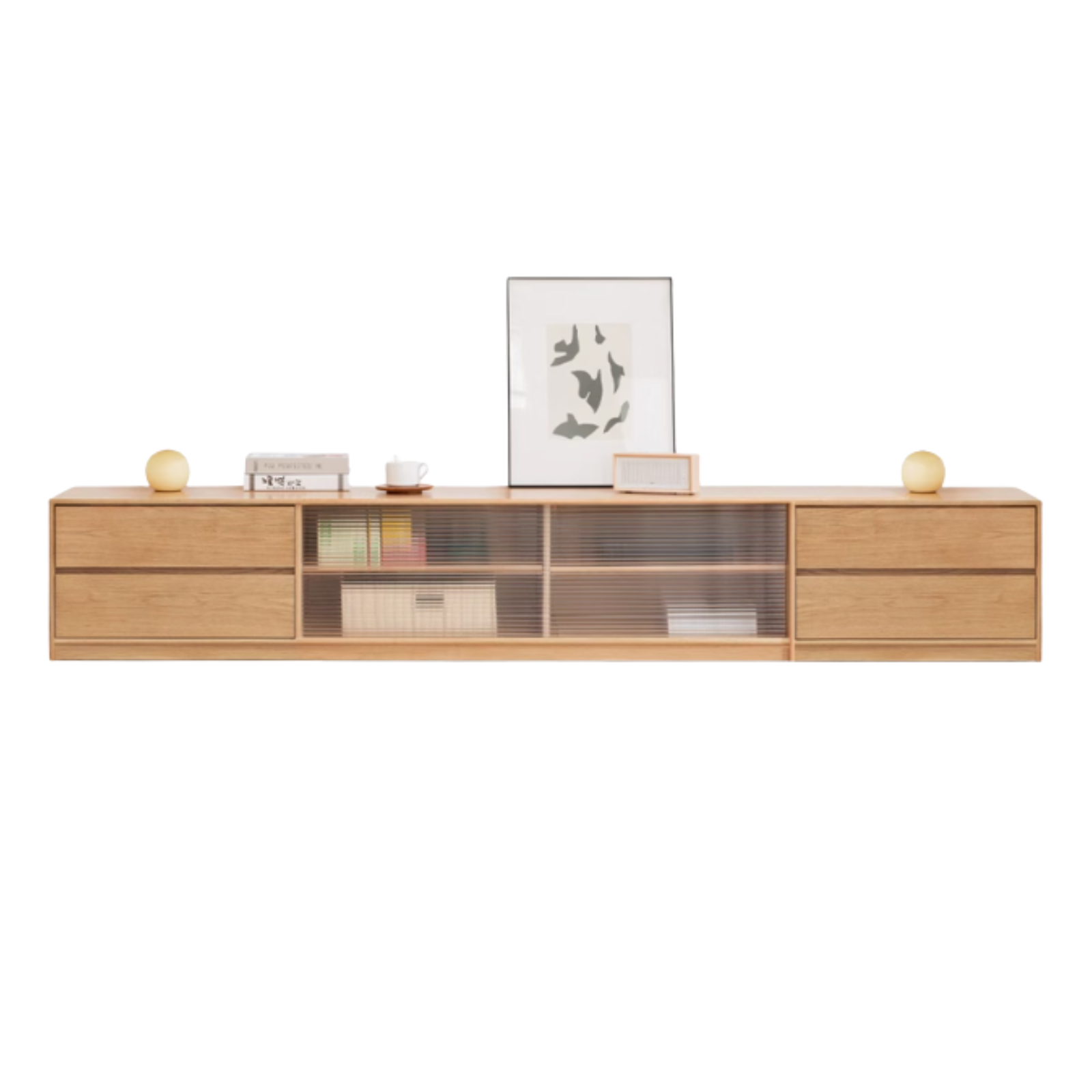 Oak, Rubber Solid Wood TV Cabinet Floor Combination,