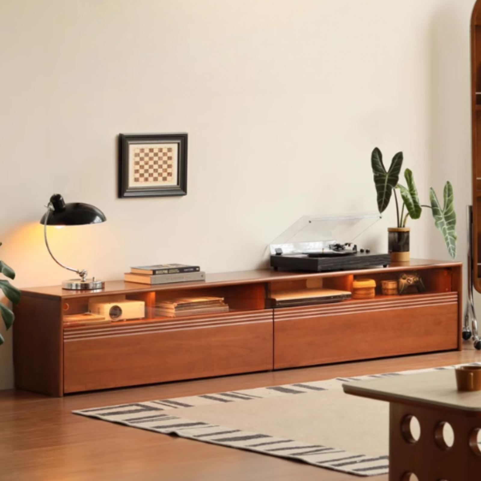 Poplar Solid Wood Retro Floor-Standing Medieval Style TV Cabinet.