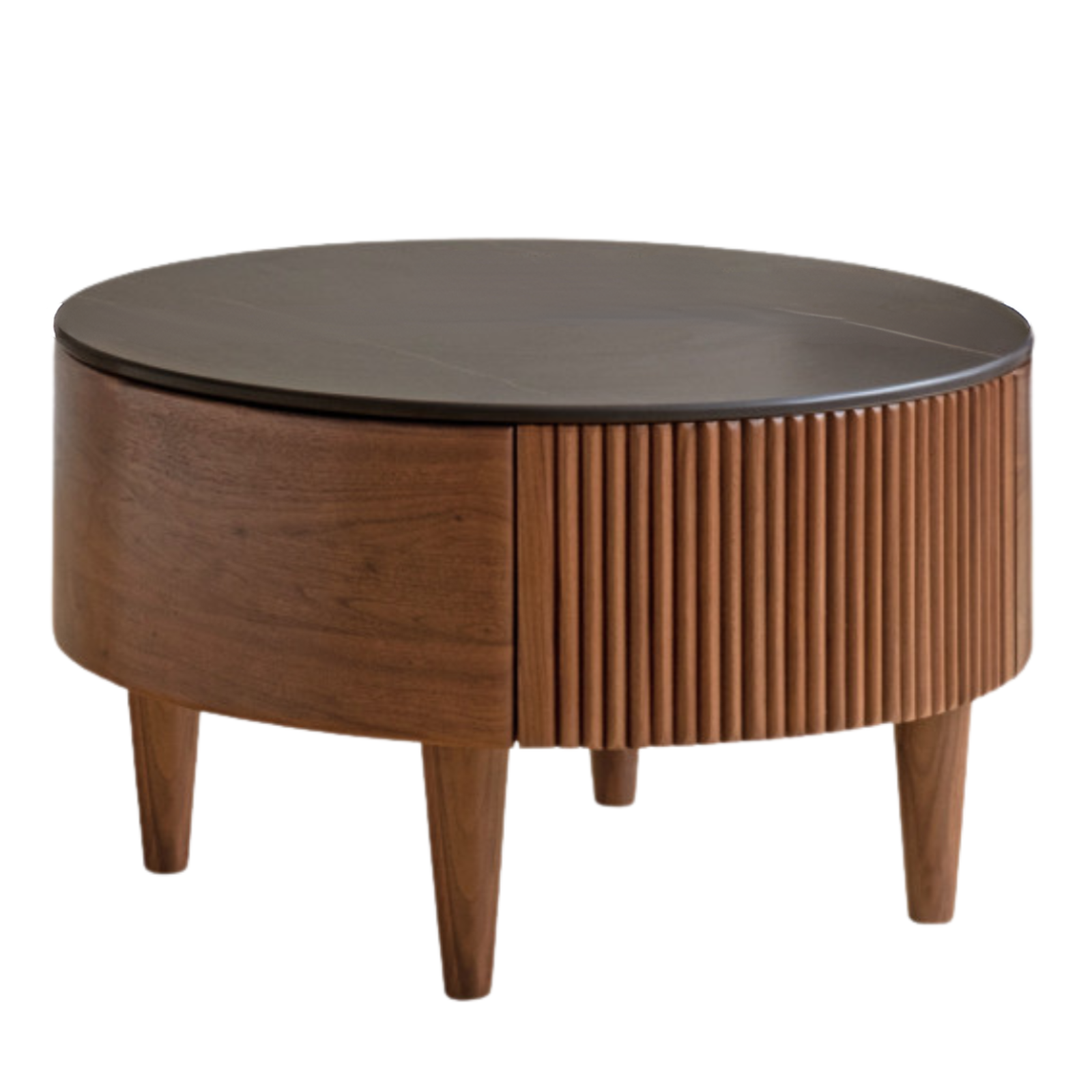Black Walnut, Ash Solid Wood Combination Rock Plate Coffee Table