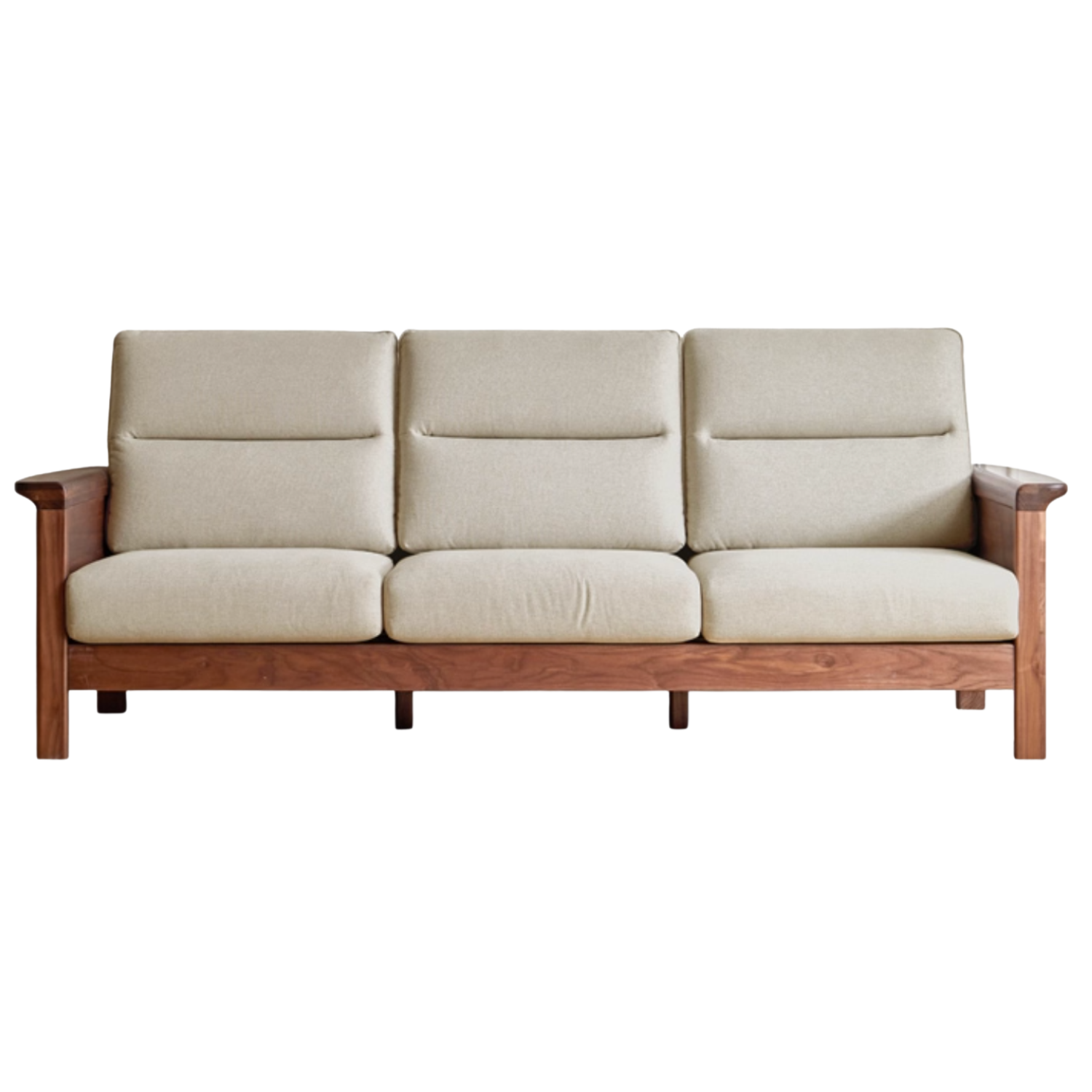 Sandalwood, Black Walnut Solid Wood Fabric Sofa.