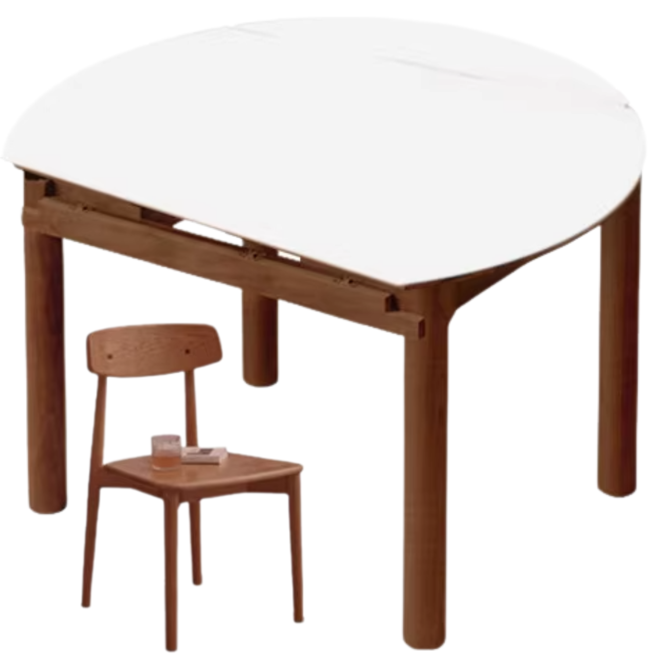Oak, Black Walnut, Ash Solid Wood Rock Plate Folding Dining Table