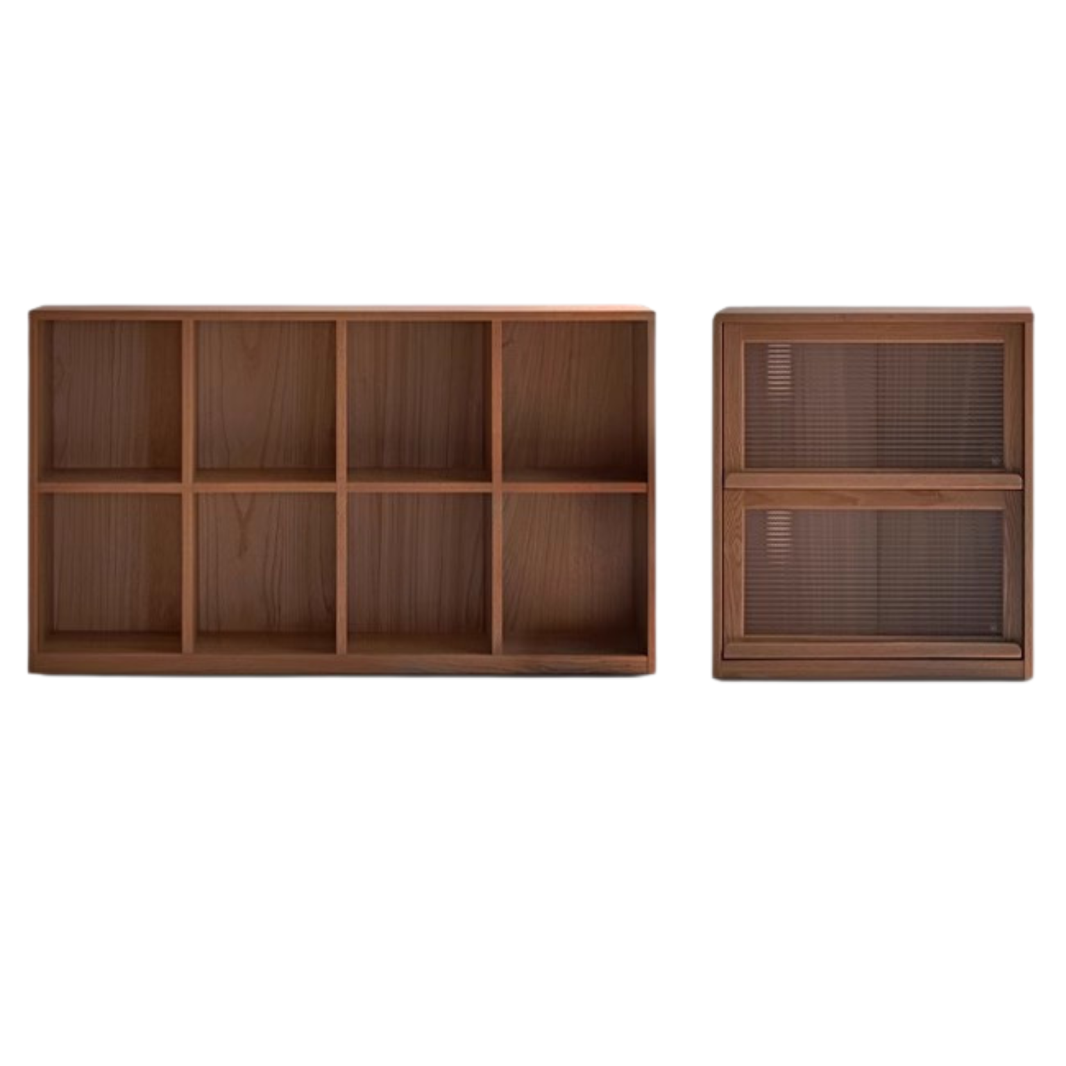 Black Walnut, Oak Solid Wood Low Bookcase, Modern Modular Storage Shelf Cabinet