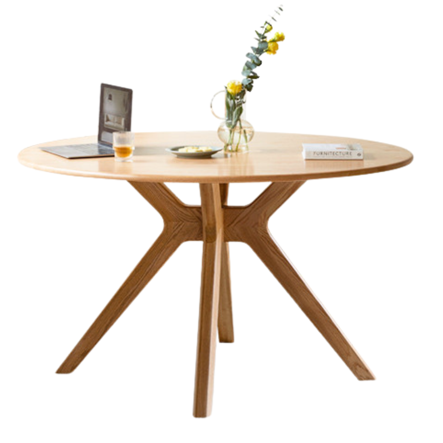 Oak Solid Wood Modern Minimalist Style Round Dining Table