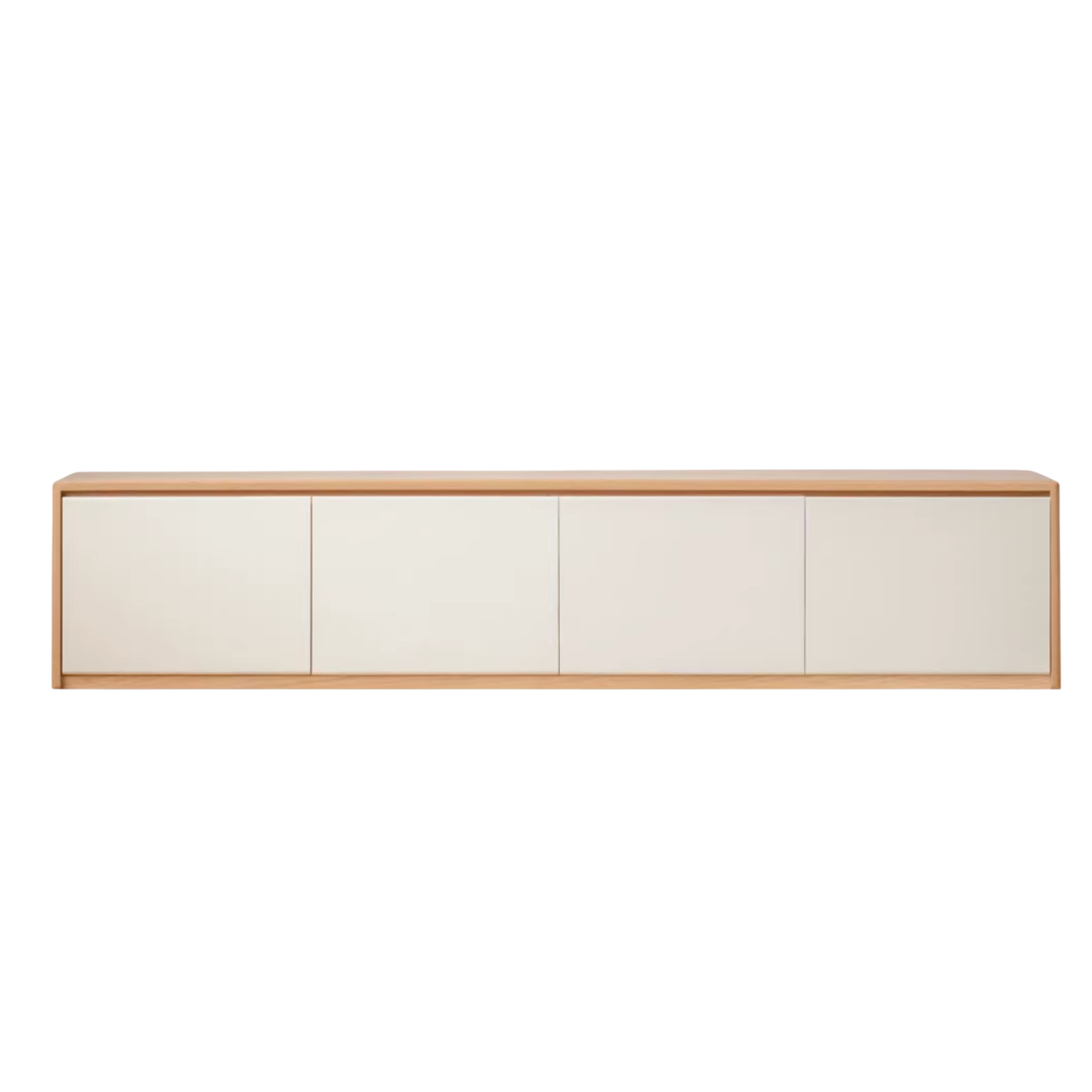 Beech, Oak Solid Wood Modern White Integrated Log Floor TV Cabinet.