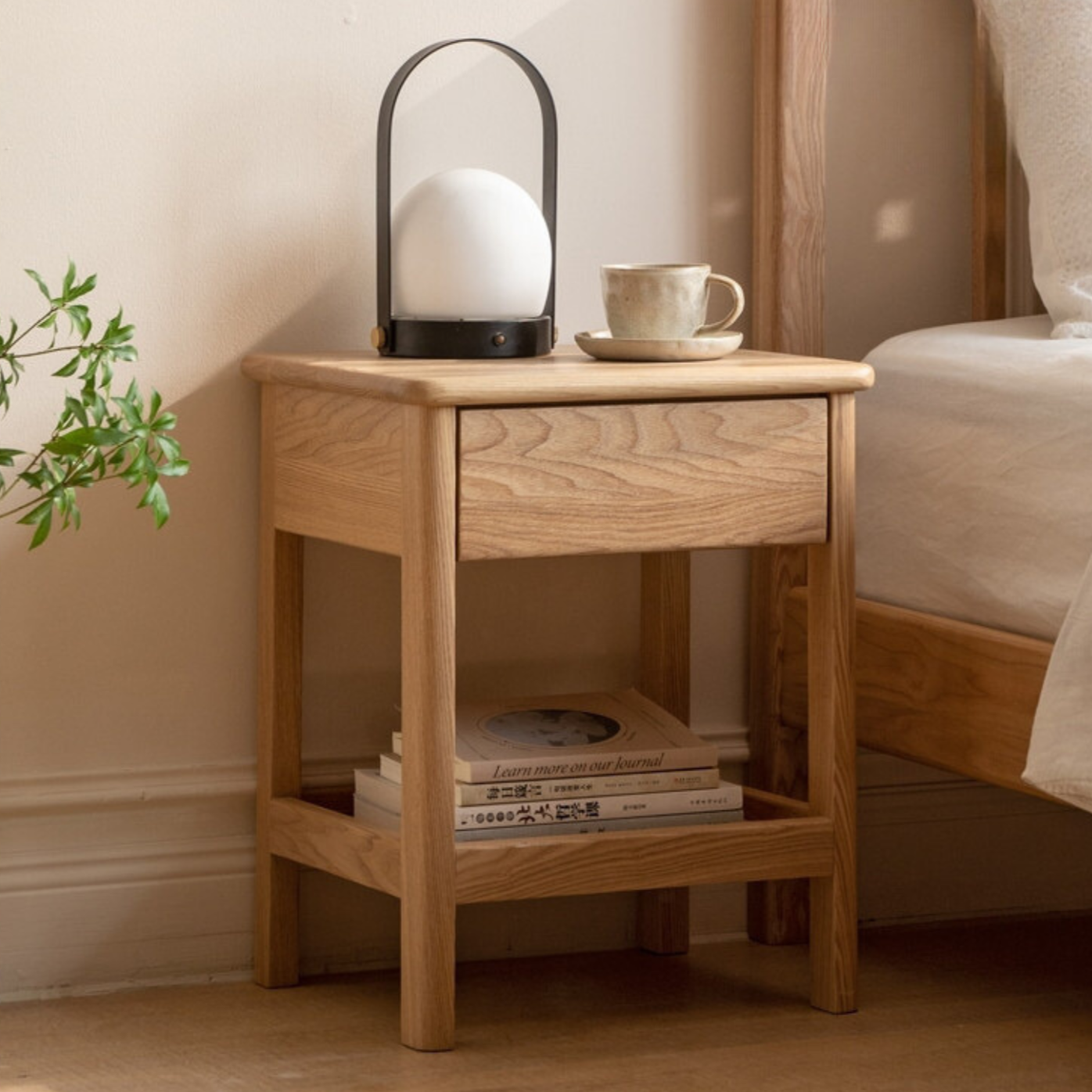 Ash Solid Wood Narrow Edge Nightstand