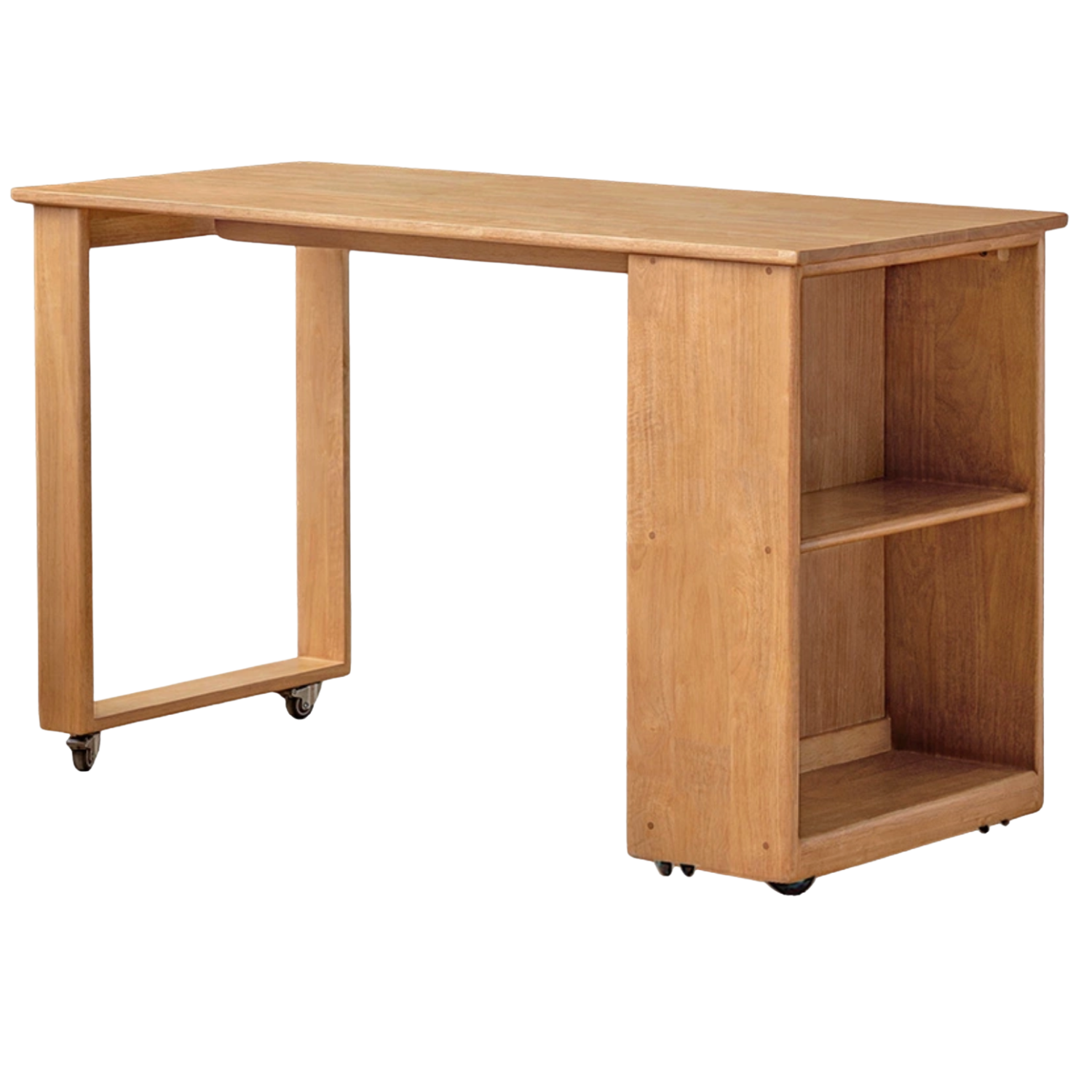 Beech, Solid Rubberwood Children's Desk with Pulleys Movable Storage
