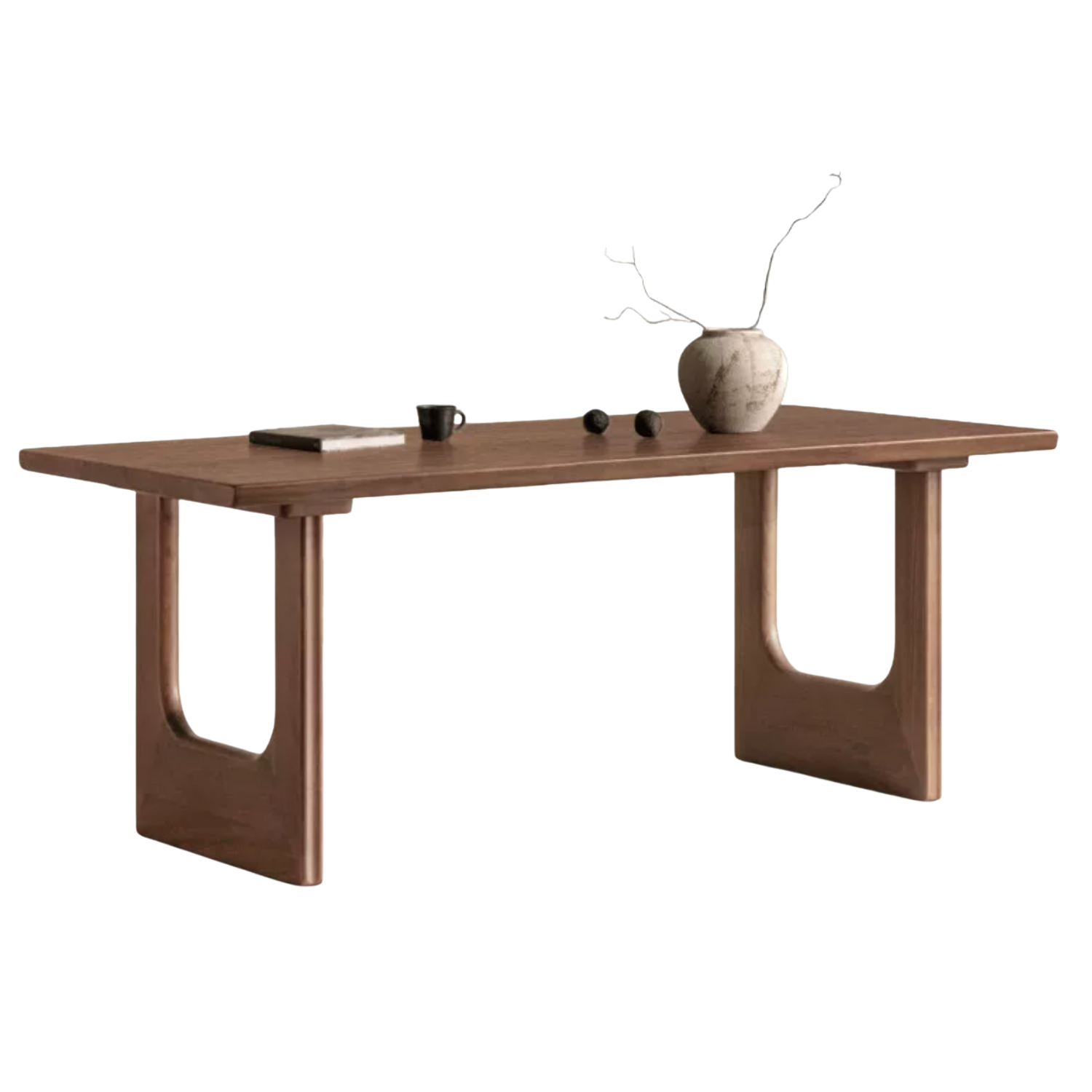 Black Walnut, Sandalwood Solid Wood Wabi Sabi Style Large Board Dining Table