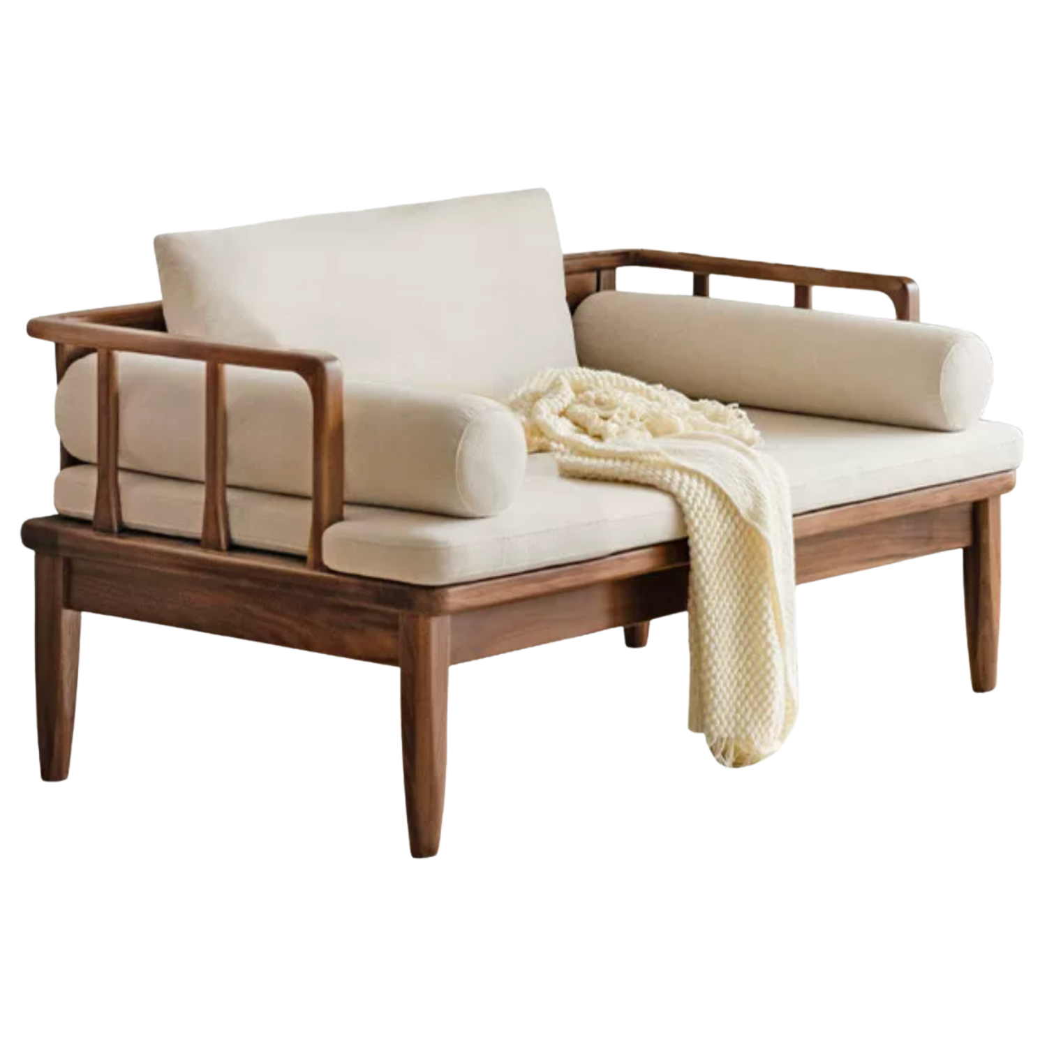 Black Walnut Solid Wood Winter and Summer Dual-use Sofa.