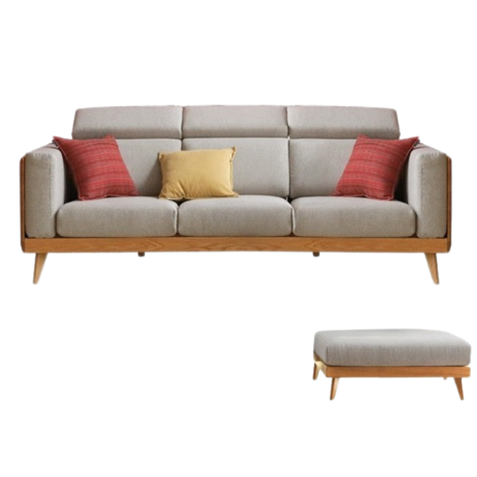 Oak, Ash Solid Wood Modern Fabric Sofa.