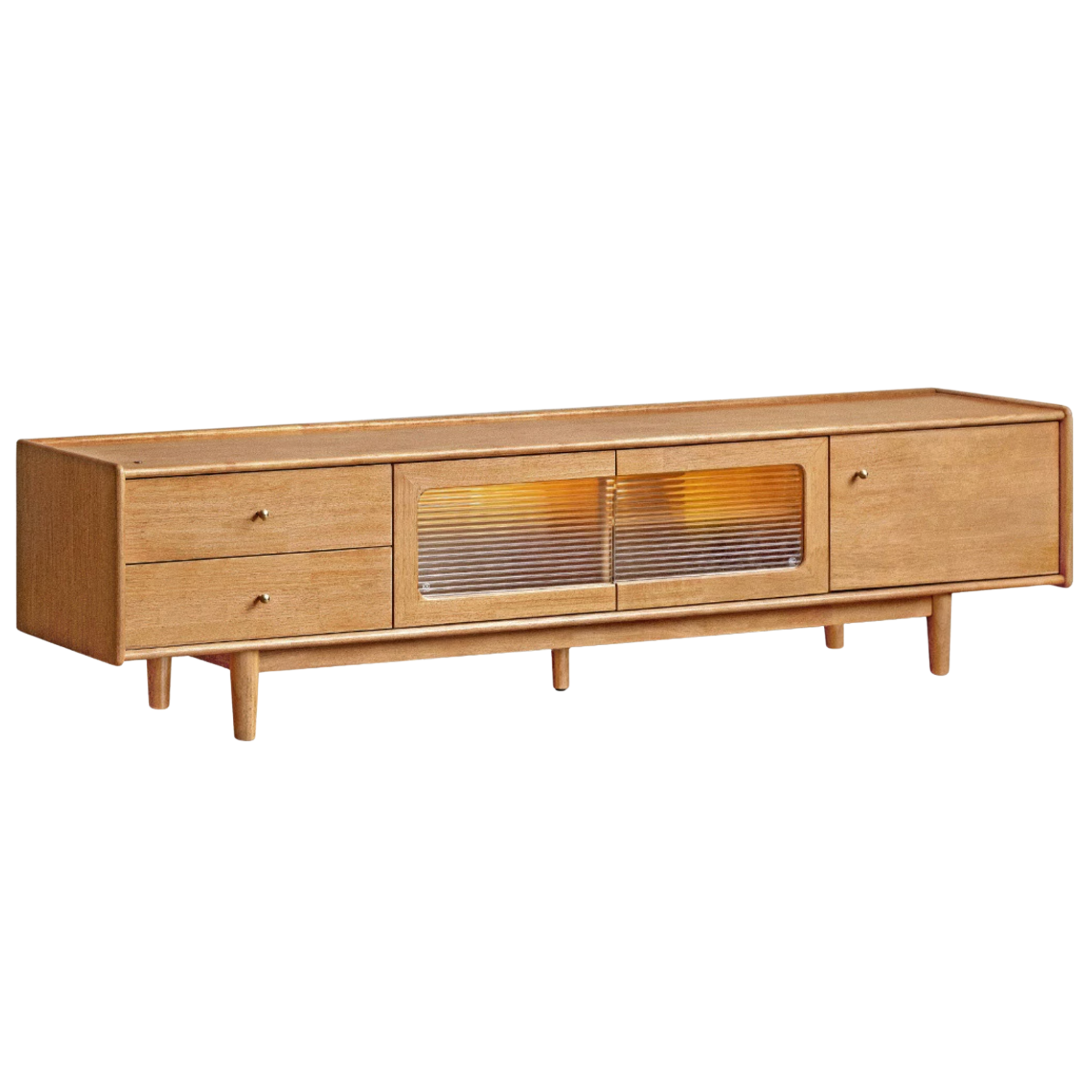 Solid Rubberwood Scandinavian TV Stand