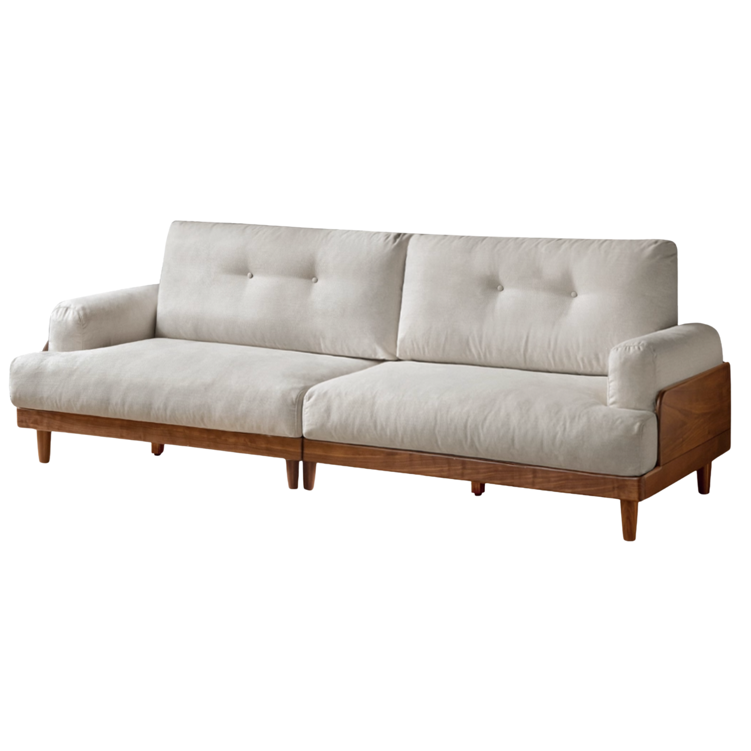 Black Walnut Solid Wood Leather, Fabric Sofa Modern.
