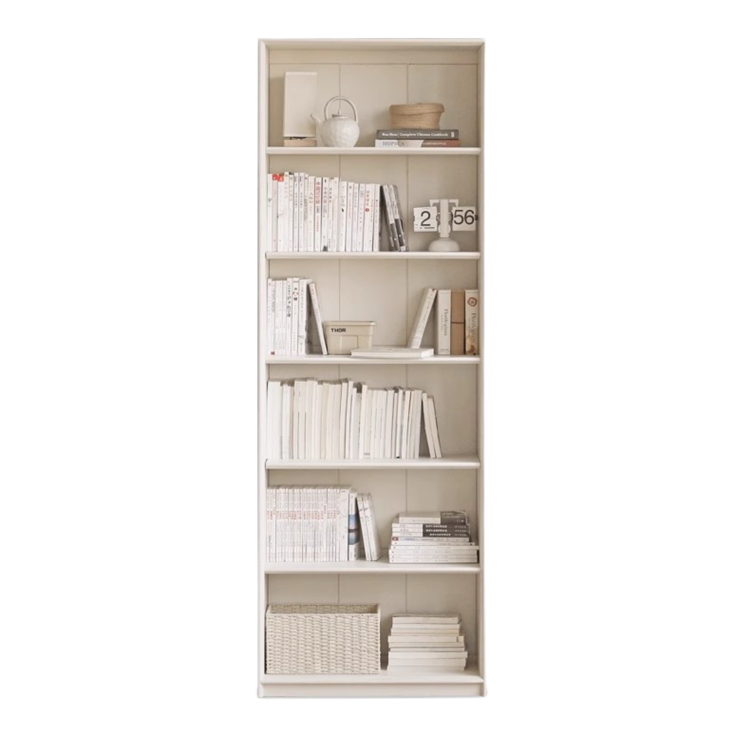 Oak Solid Wood Combination Bookcase Glass Door Floor-to-ceiling Bookshelf