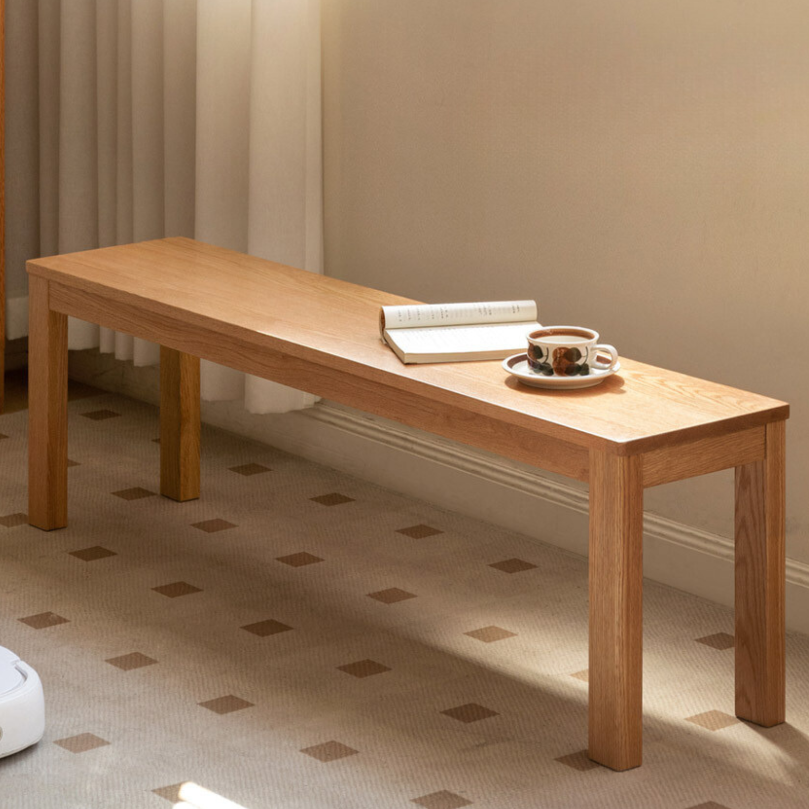 Ash, Oak, Beech, Solid Rubberwood Wide Seat Bench