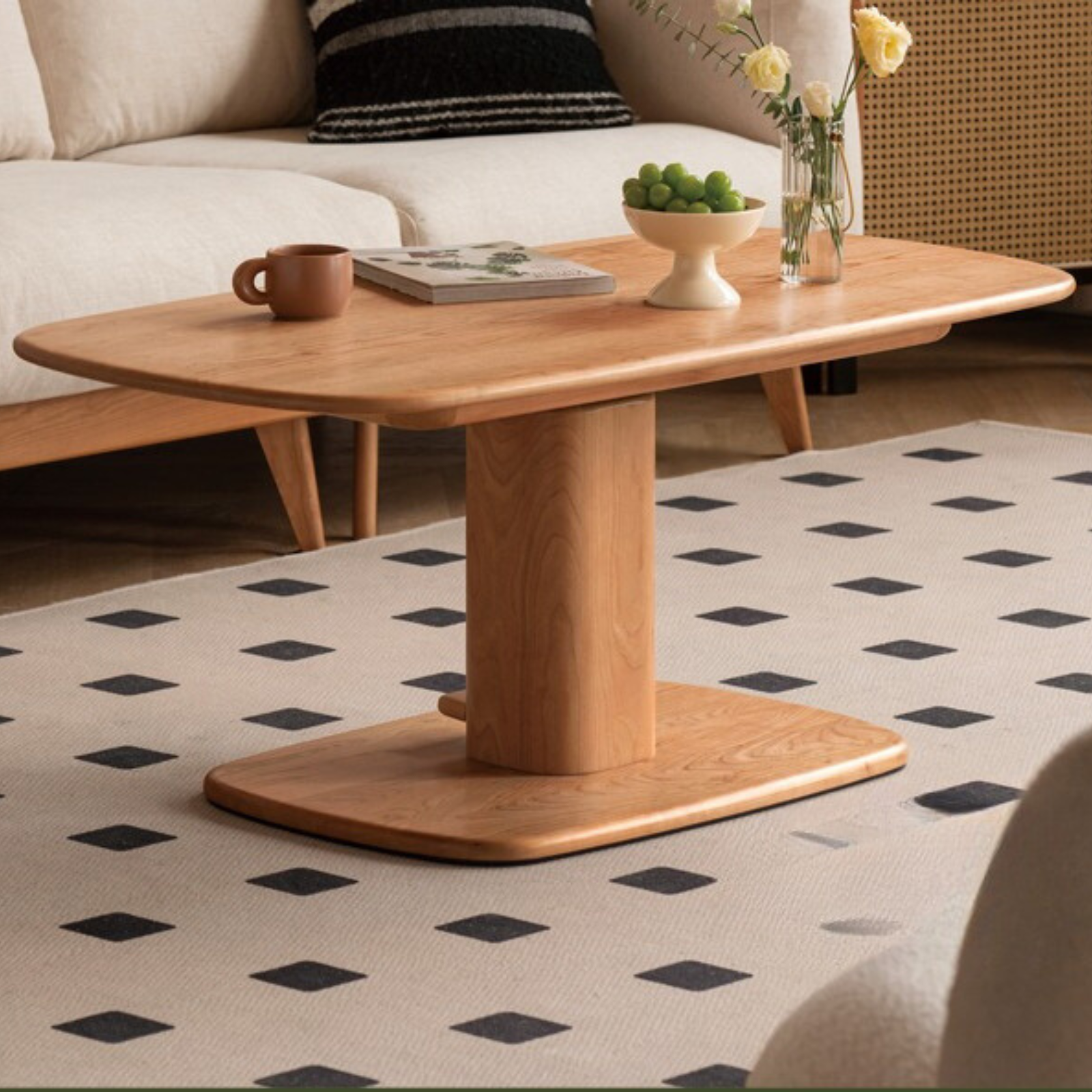 Cherry Solid Wood Dual-Purpose Modern Lift Coffee Table