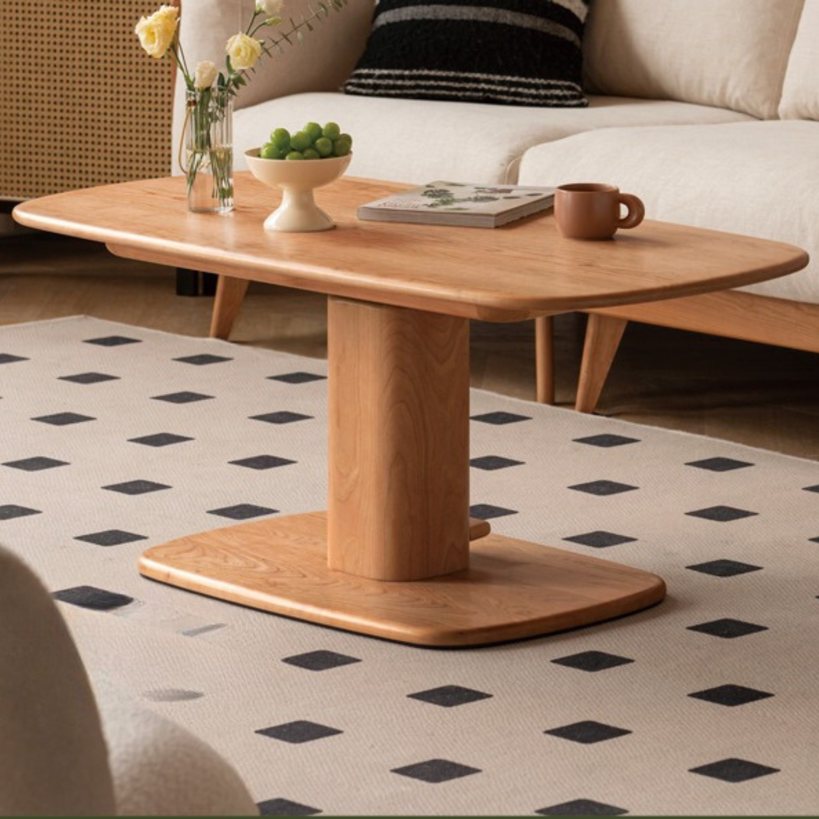 Cherry Solid Wood Dual-Purpose Modern Lift Coffee Table