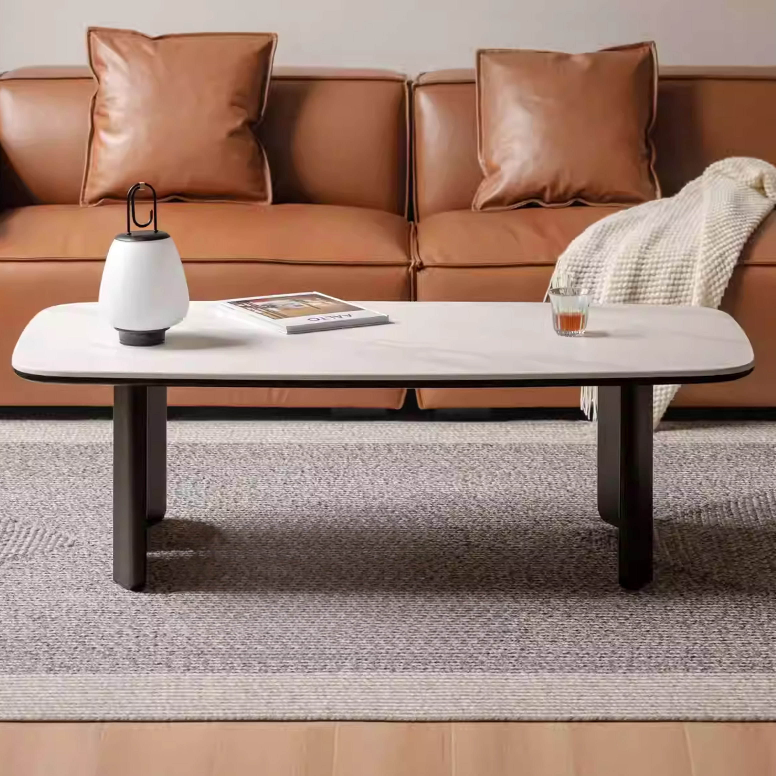 Rubberwood Italian Light Luxury Coffee Table.