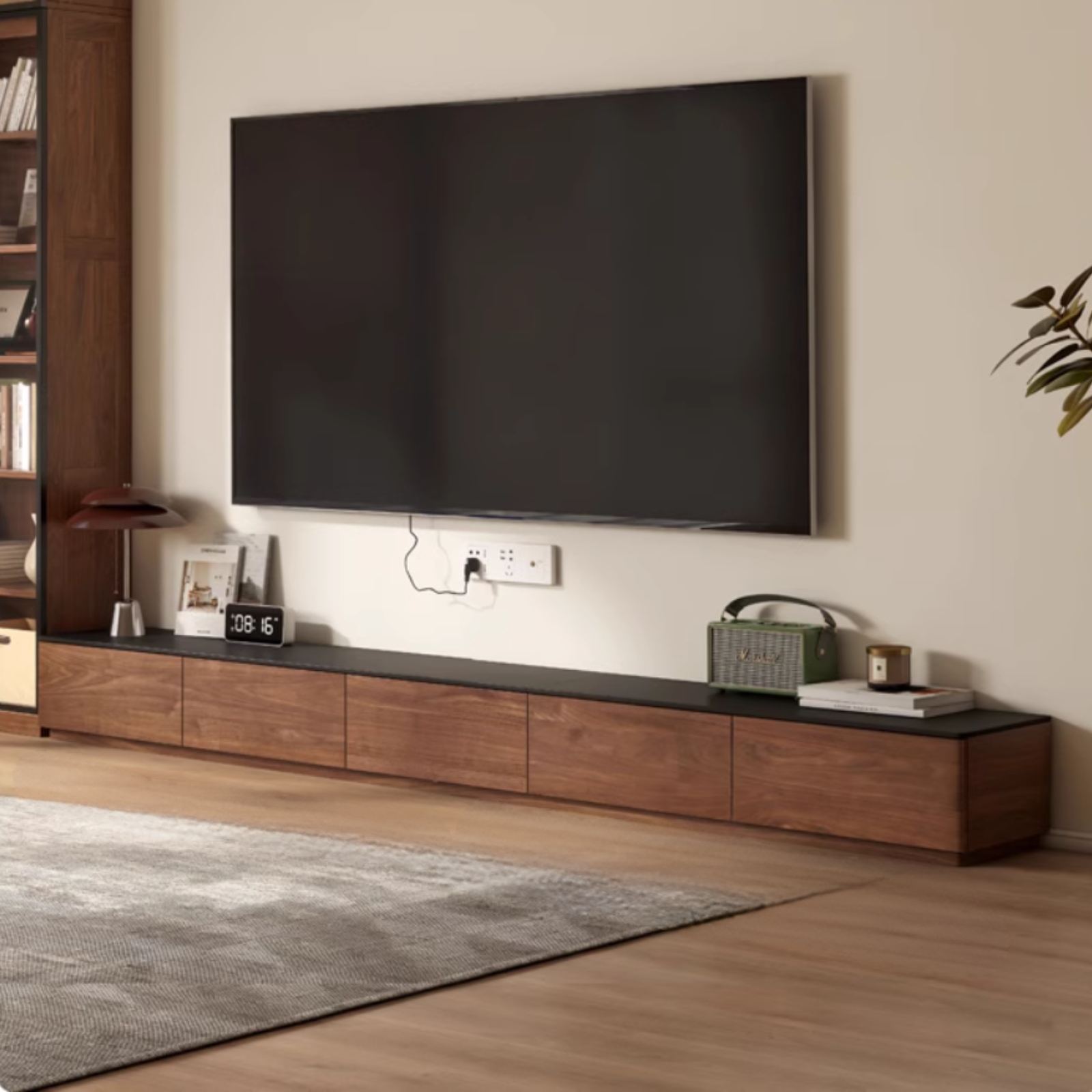 Black Walnut Solid Wood TV Stand Rock Slab