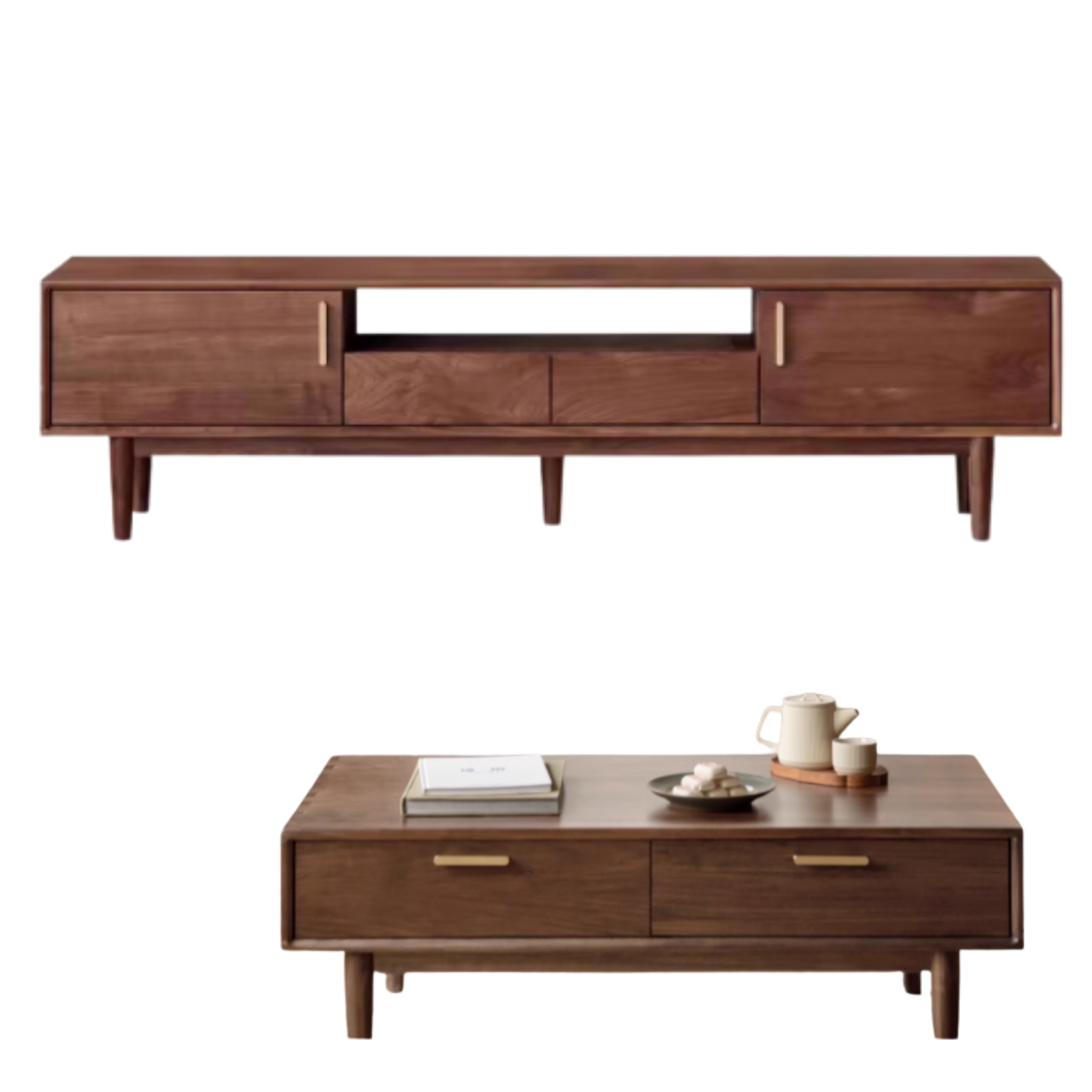 Black Walnut Solid Wood TV Stand Cabinet