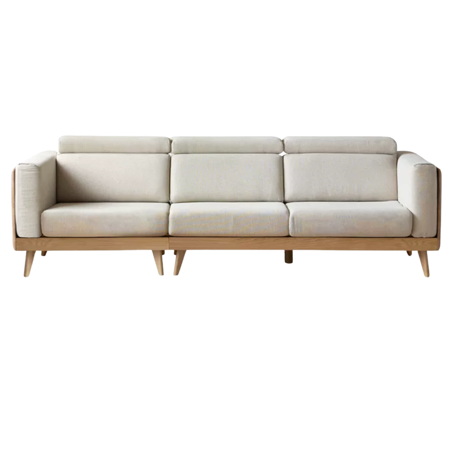 Oak, Ash Solid Wood Sofa with Adjustable Backrest