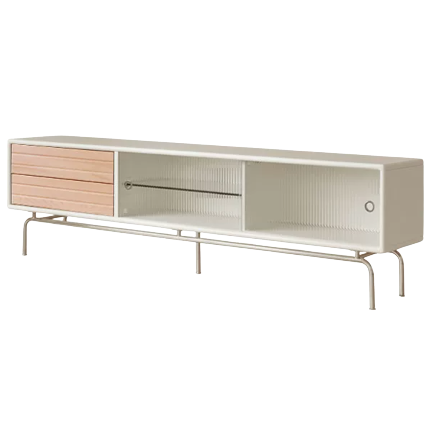 Solid Rubberwood, Oak Scandinavian TV Stand