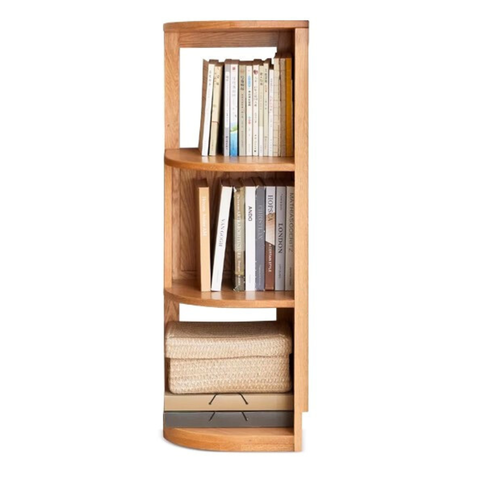 Ash, Oak, Solid RubbberWood Corner Bookshelf