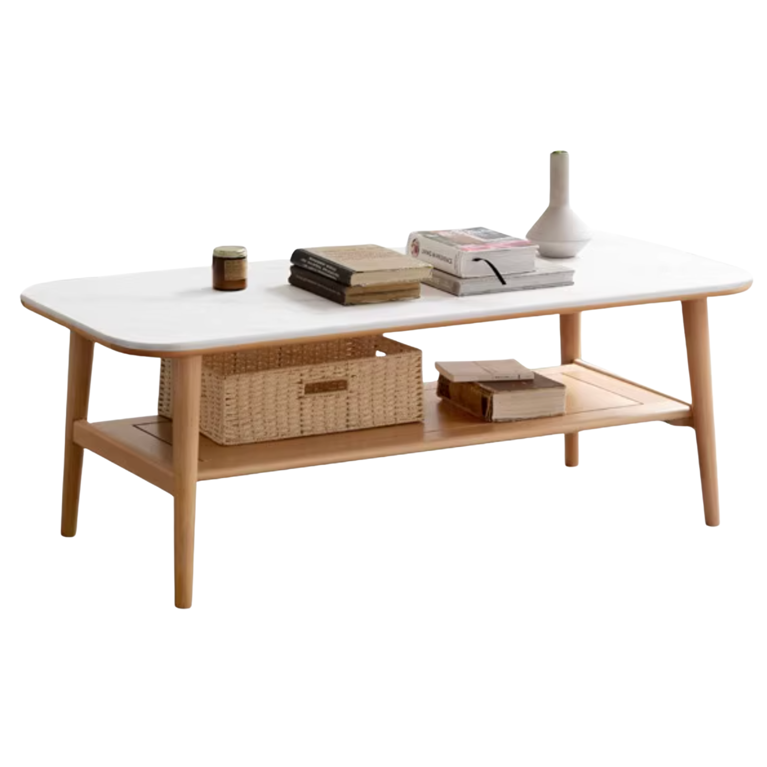Oak, Beech Solid Wood Slate Coffee Table