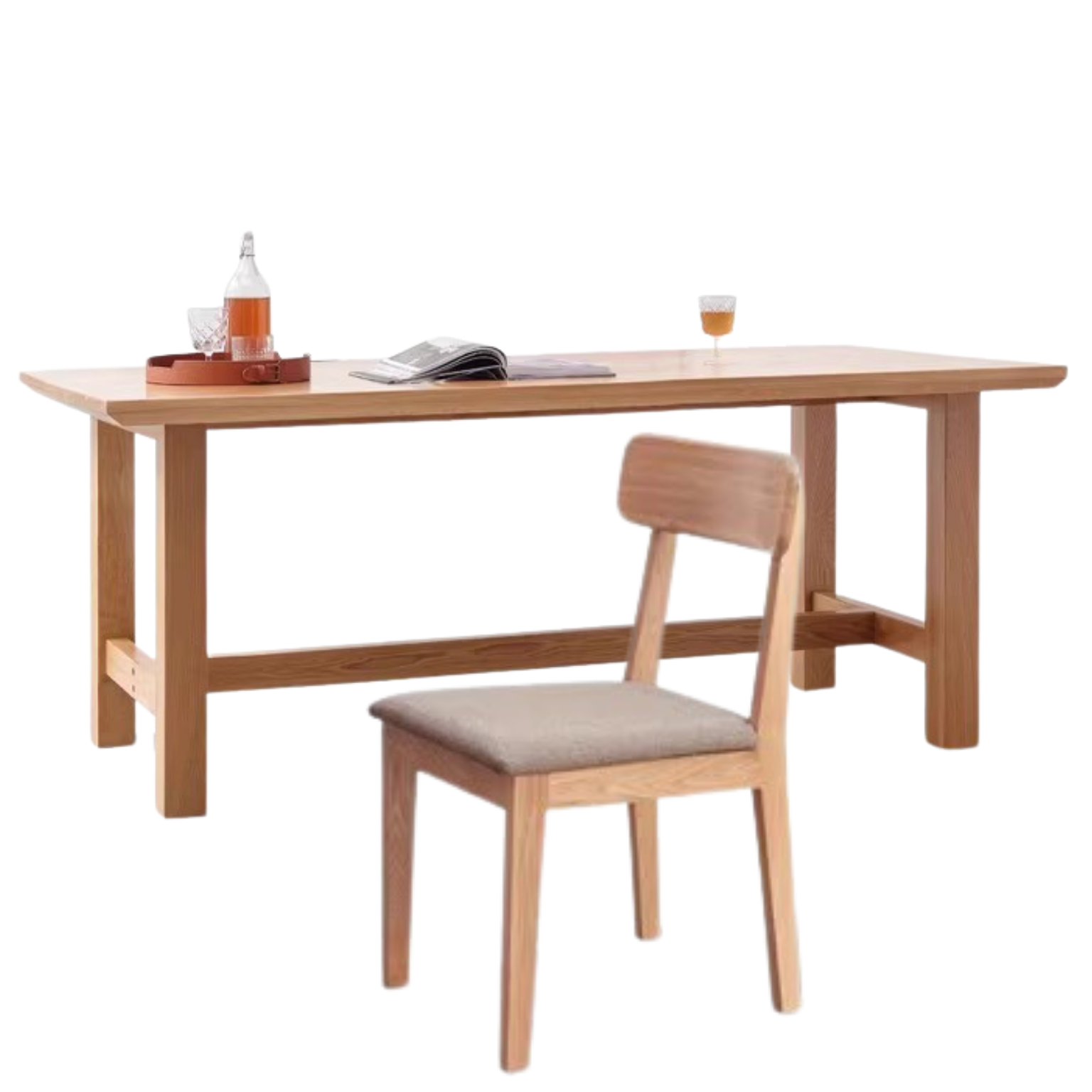 Oak, Ash, Poplar, Cherry Solid Wood Rustic Style Dining Table